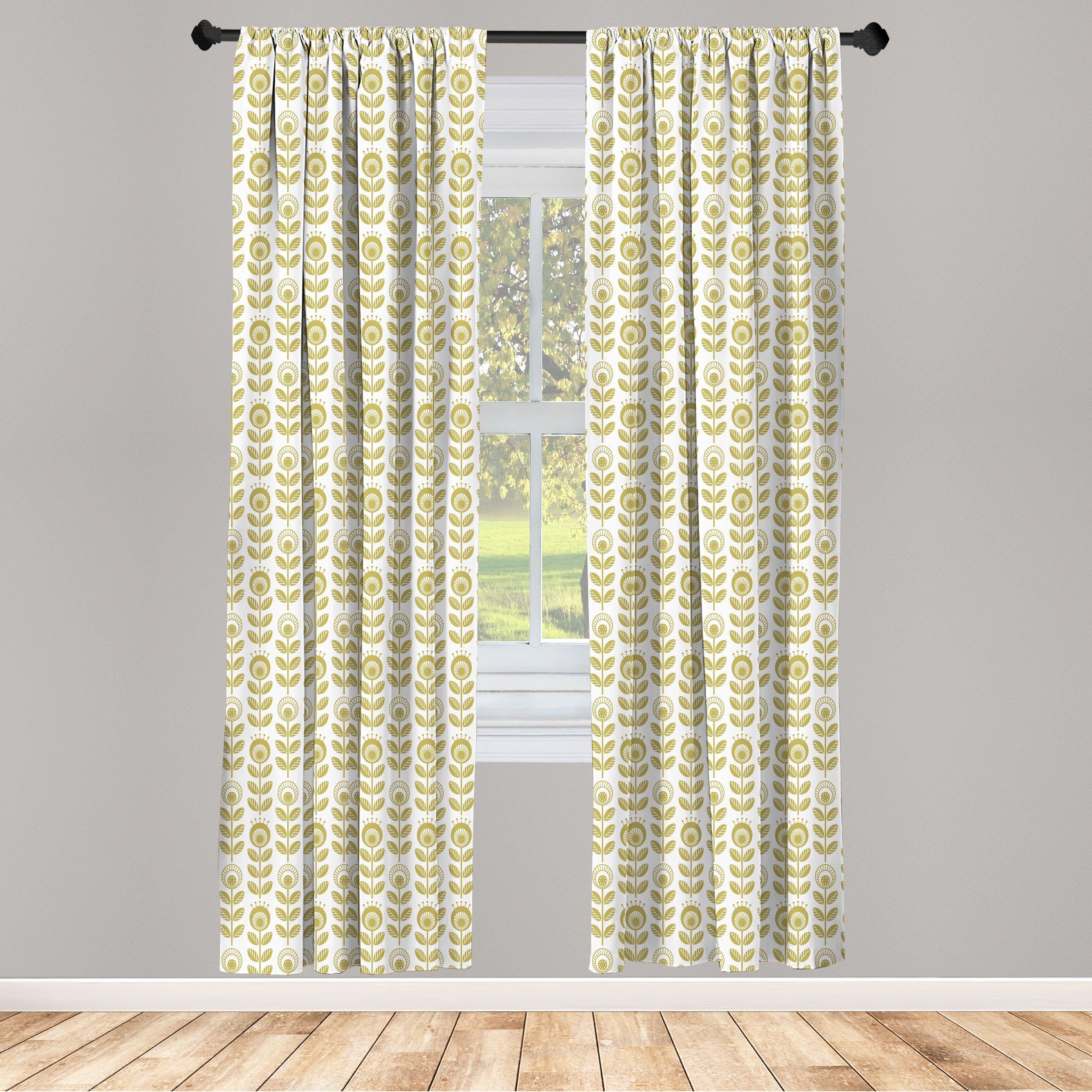 Gardine Vorhang für Wohnzimmer Schlafzimmer Dekor, Abakuhaus, Microfaser, Blumen Scandinavian Folk-Design