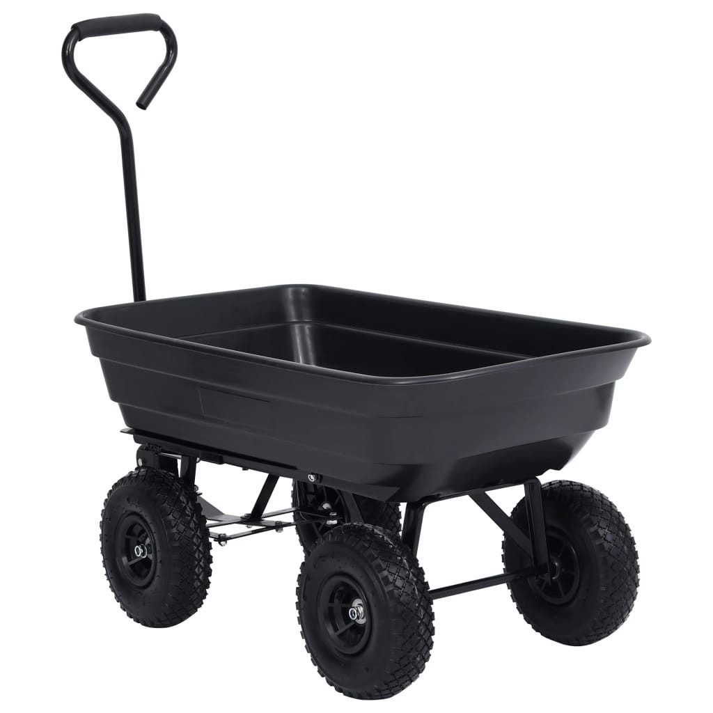 vidaXL Rollwagen Garten-Kippwagen 300 kg 75 L Schwarz, (1 St)