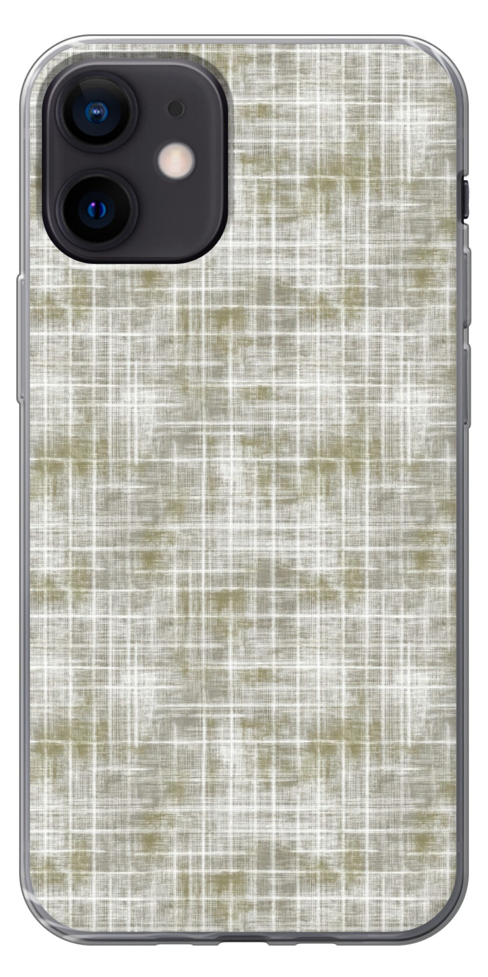 MuchoWow Handyhülle für Apple iPhone 12 Mini Leinen - Muster - Grün, Smartphone-Bumper, Print, Handy Schutzhülle Dünn
