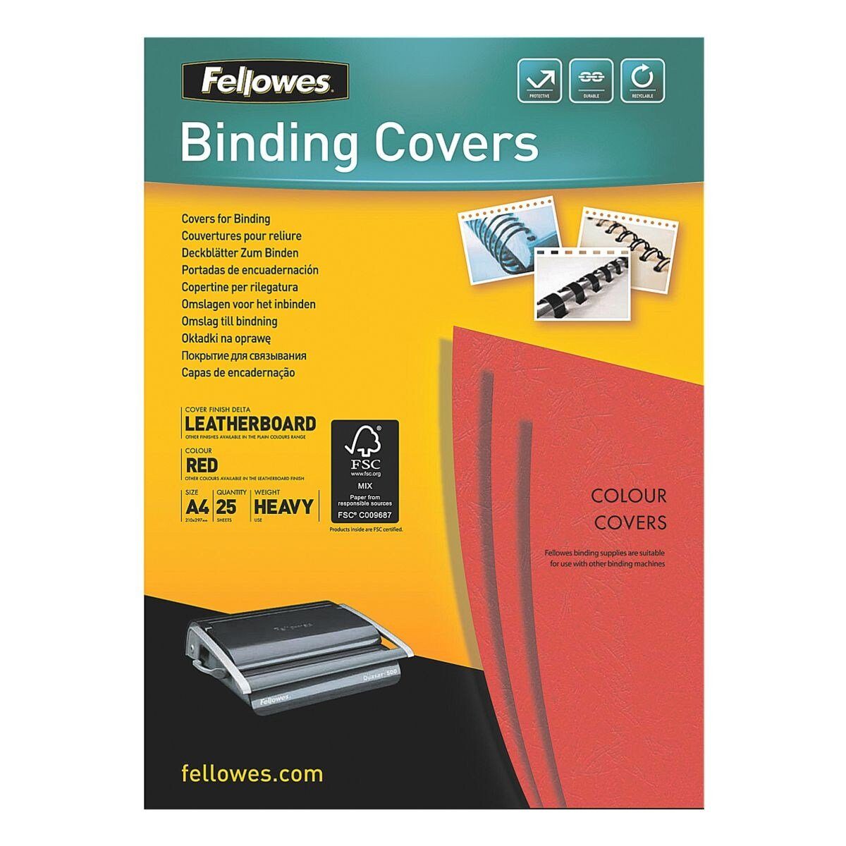 FELLOWES Papierkarton, Deckblätter zum Binden, 250 g/m², 25 Stück