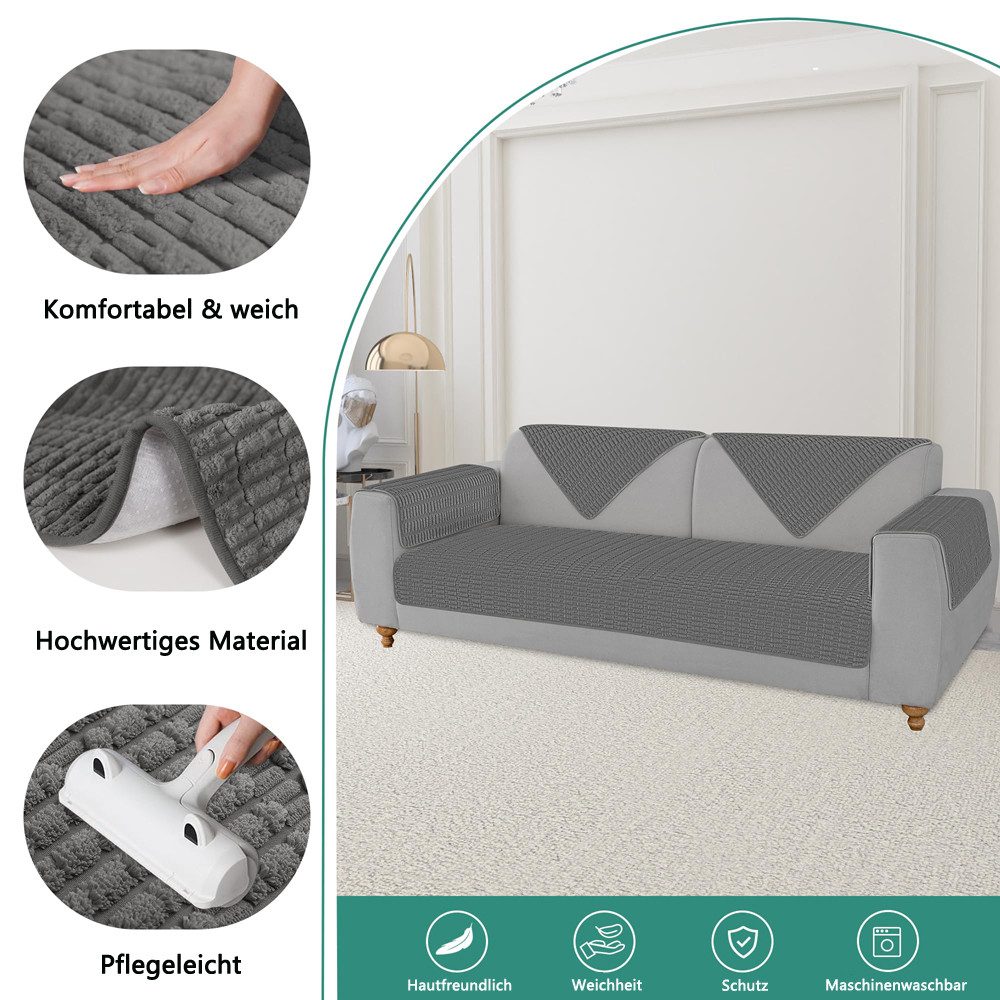 Zyronn Sesselschoner Armlehnenbezüge für Sofa und Sessel (2er-Set), Rutschfeste, Armlehnen-Schoner, Schutzbezüge für Sofas und Sessel