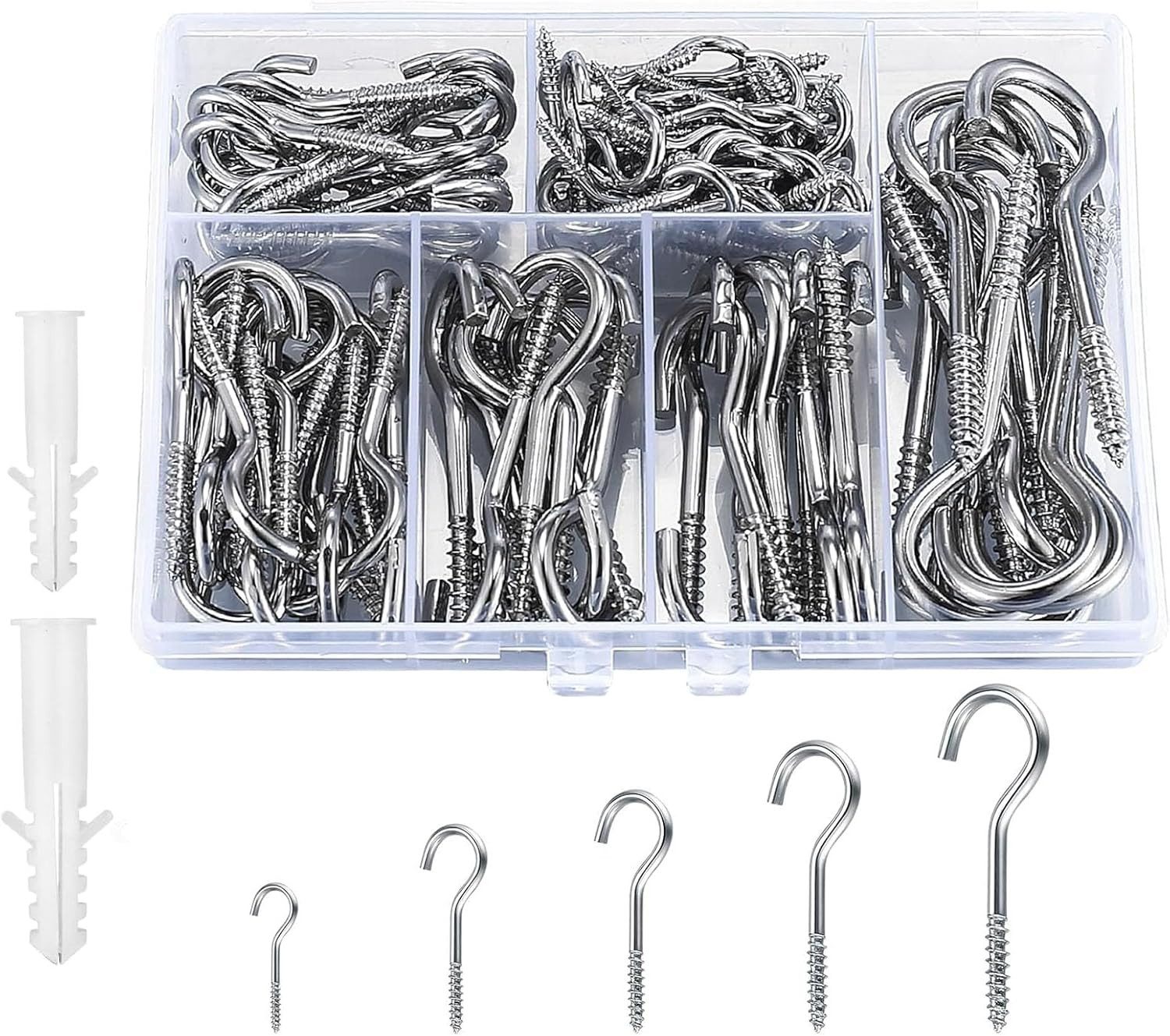 FELIXLEO Schraubhaken 115 Stück Hakenschrauben Holzgewinde Einschraubhaken Metall Haken, (1 St)