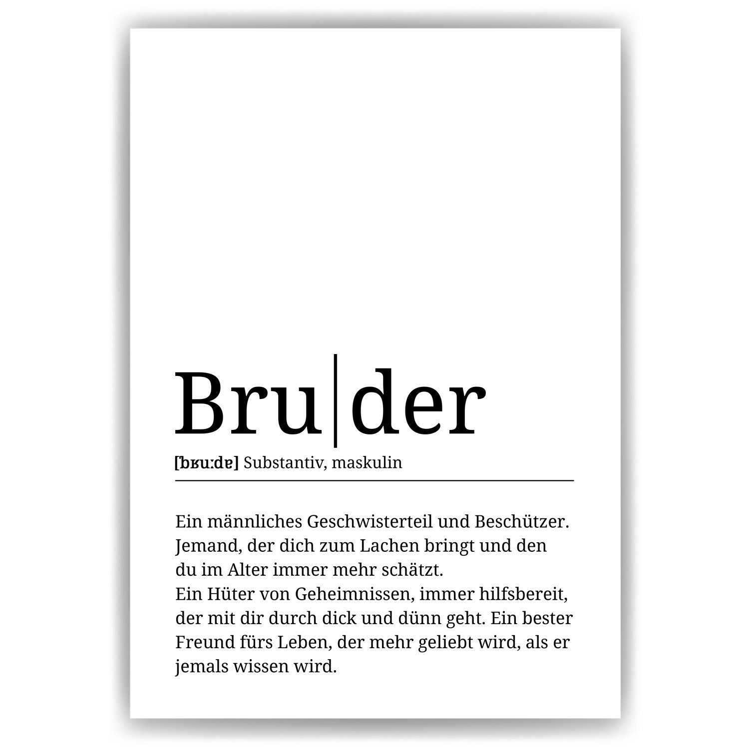 Tigerlino Poster Bruder Definition - Geburtstag Schwester Geschwister Geschenk Bruder