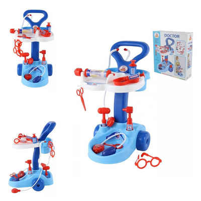 Polesie Spielzeug-Arztkoffer Kinder Arzt-Set mit Wagen 36582, viel Zubehör Stethoskop Spritze Lupe uvm