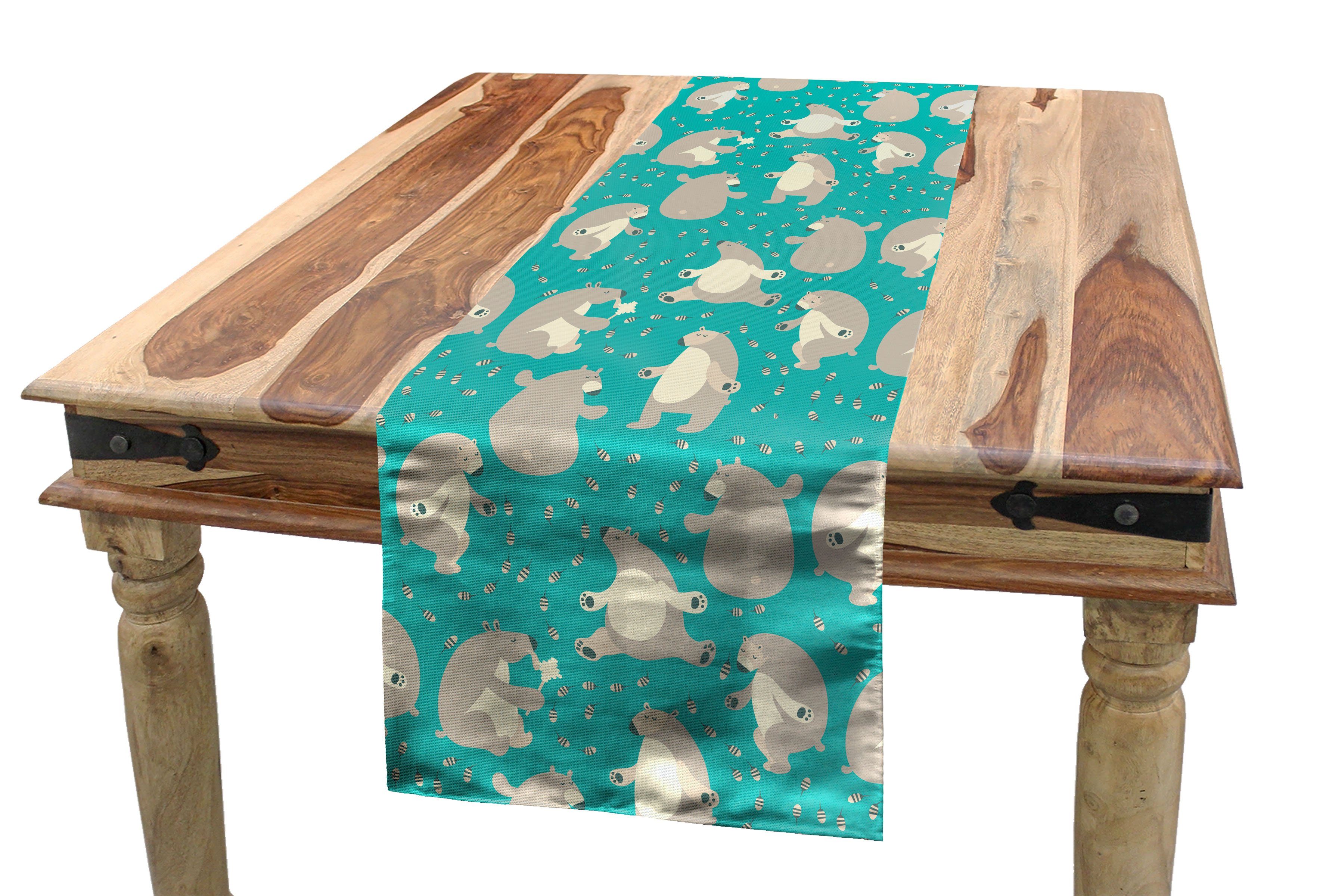 Bär und Lustige Tischläufer Tischläufer, Dekorativer Rechteckiger Esszimmer Bienen Tiere Abakuhaus Küche