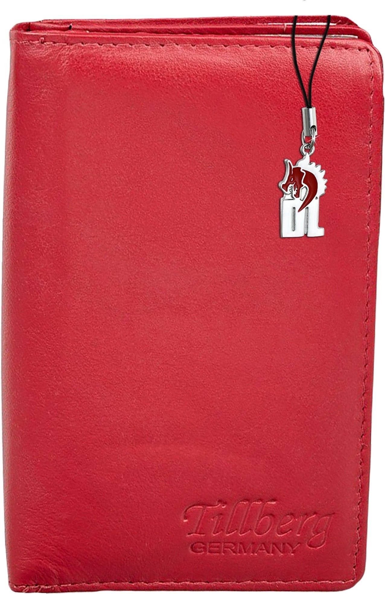 DrachenLeder Geldbörse DrachenLeder Portemonnaie mit RFID Block (Portemonnaie, Portemonnaie), Damen Portemonnaie Echtleder Größe ca. 10cm, rot