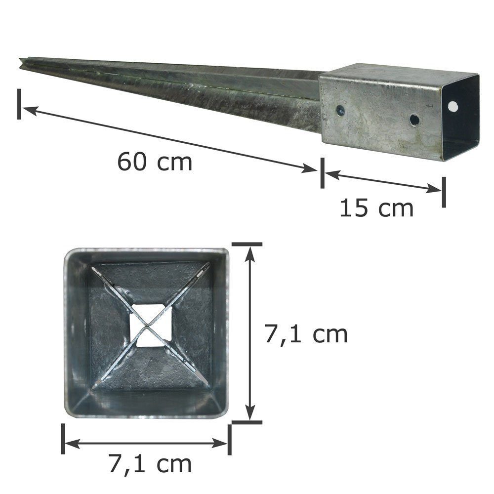 Einschlaghülse St), Verzinkt verzinkt Pfostenträger Einschlagbodenhülse Bodenhülse (1 Einschlagbodenhülse KS-Direkt