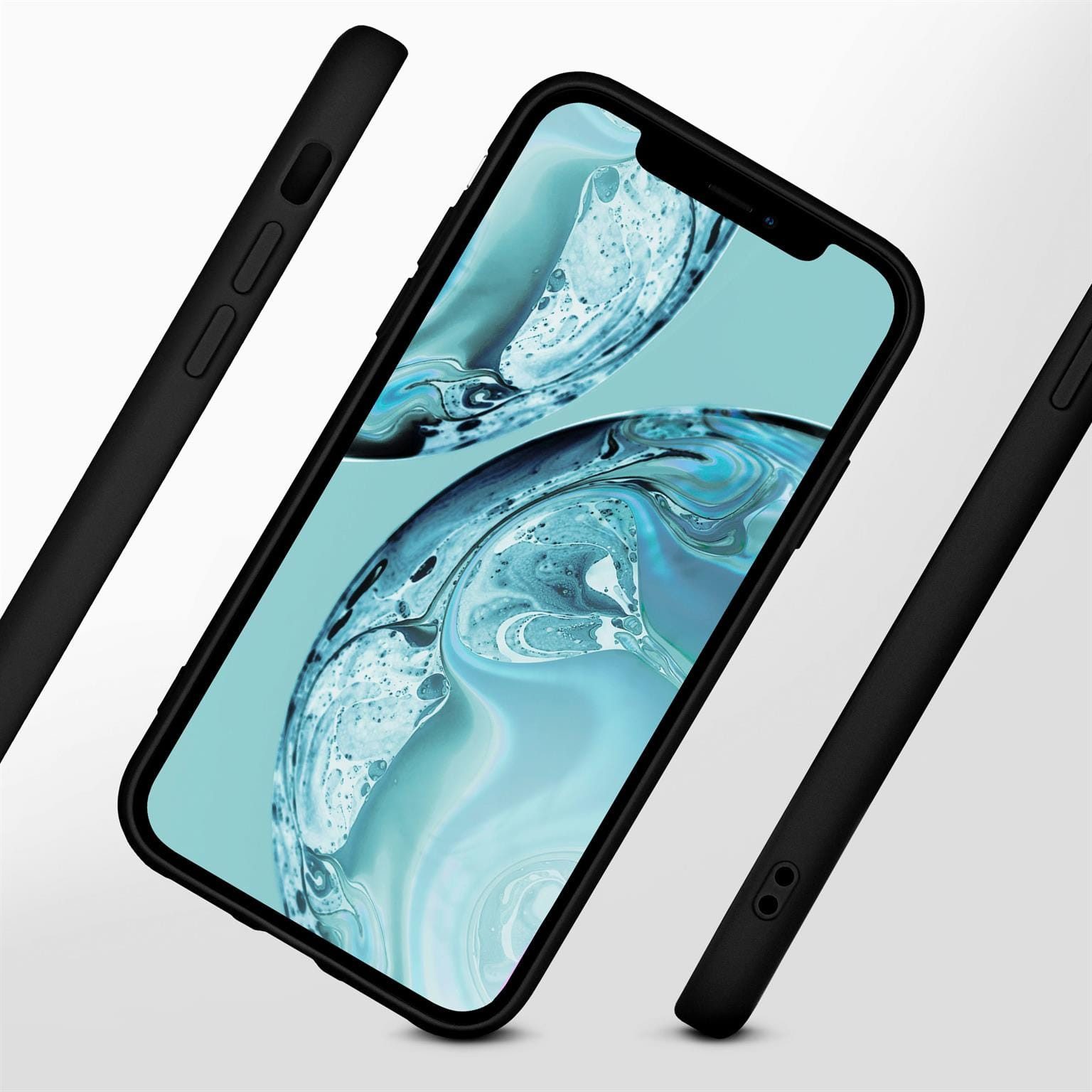 ONEFLOW Handyhülle für iPhone 12 Pro Max Hülle Silikon Soft Case Schwarz 6,7 Zoll, Silikonhülle Cover Dünn Handytasche TPU Schutzhülle mit Kameraschutz