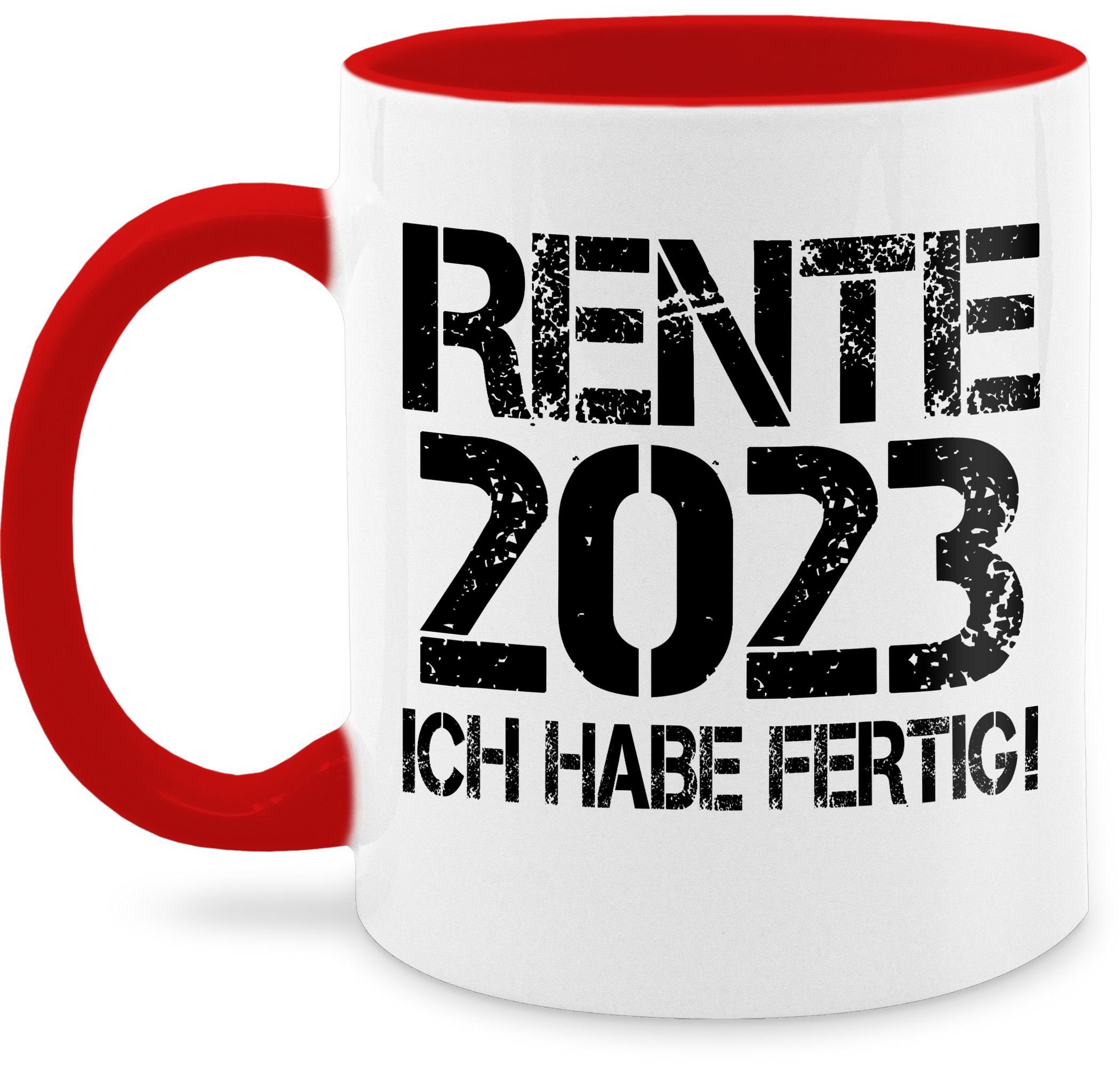 Shirtracer Tasse Rente 2023 - schwarz, Keramik, Rente Geschenk Kaffeetasse 2 Rot