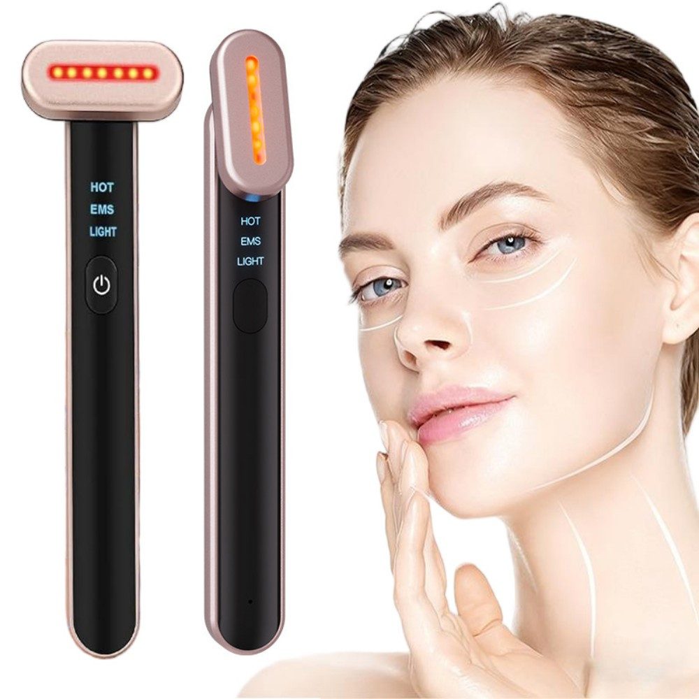 Toomoke Gesichtsmassagegerät 7-in-1 Gesichtsmassagegerät Elektrisches Augenmassagegerät mit Wärme, LED-Gesichts-Sculpting-Gerät mit 42°C Konstthermologie und Vibration, – Anti-Aging, Augenpflege und Hautlifting