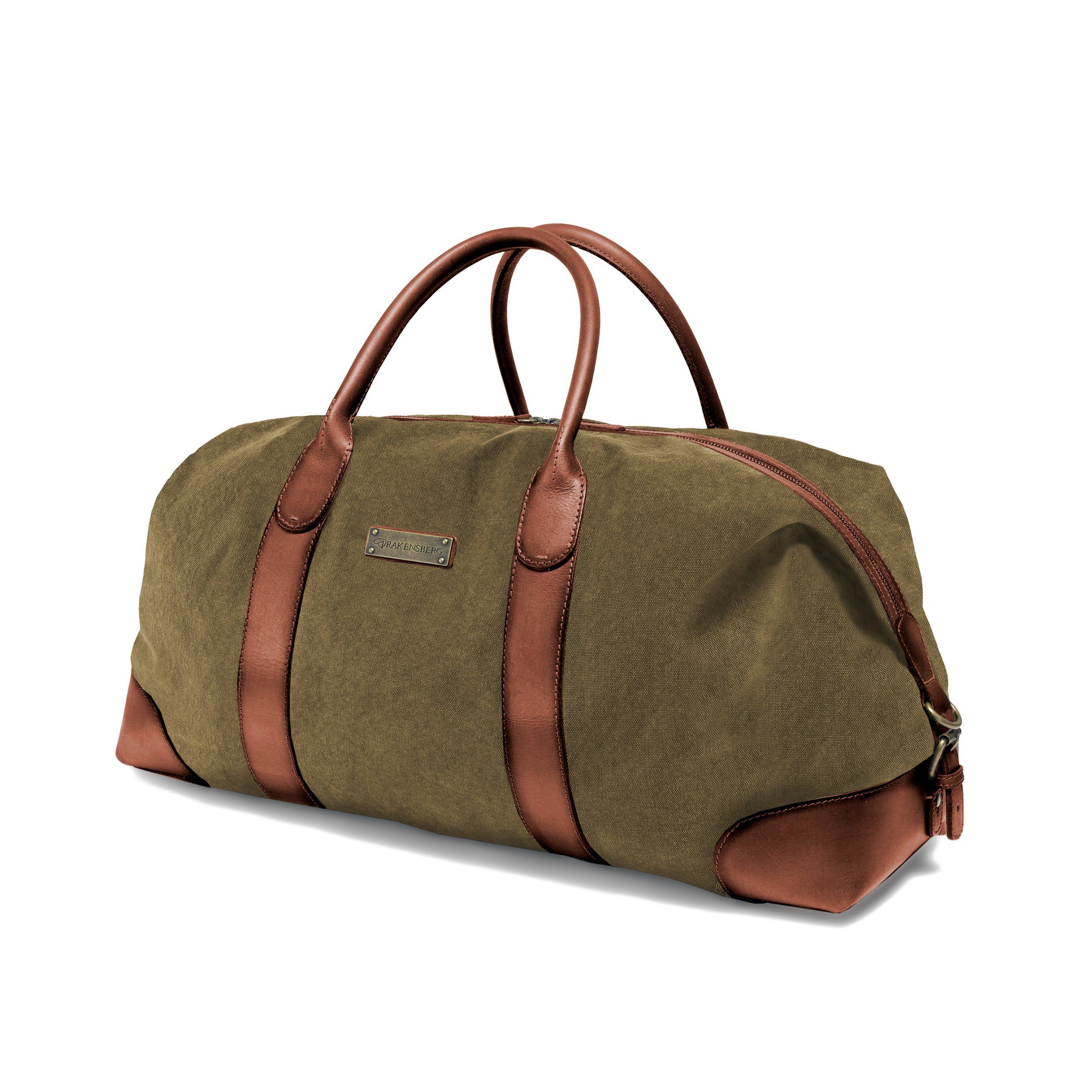 DRAKENSBERG Reisetasche Weekender »David« (M) Oliv-Grün, Herren, Damen, im Vintage-Design, Canvas und Büffelleder, klein