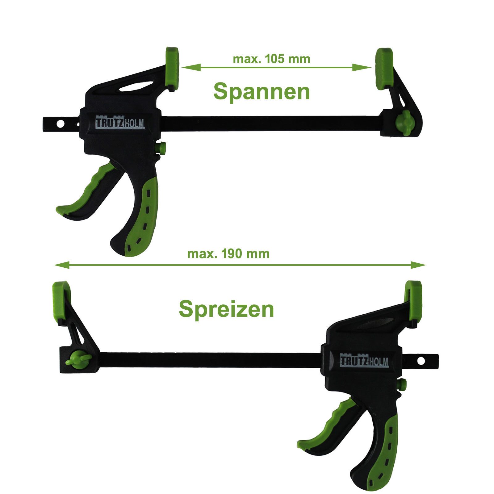 TRUTZHOLM Schraubzwinge 10er Set Einhandzwingen 35x105 mm, (Set) – Bild 5 von 5