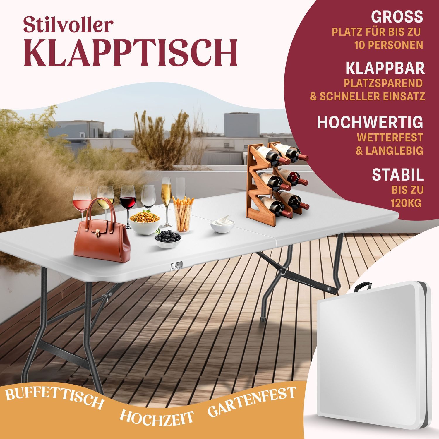 KESSER Tabletttisch, Buffettisch Tisch klappbar Kunststoff günstig online kaufen