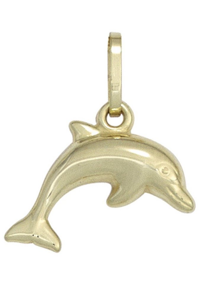 JOBO Kettenanhänger Anhänger Delfin, 333 Gold, Höhe ca. 12,4 mm, Breite ca.  11 mm, Tiefe ca. 2,5 mm