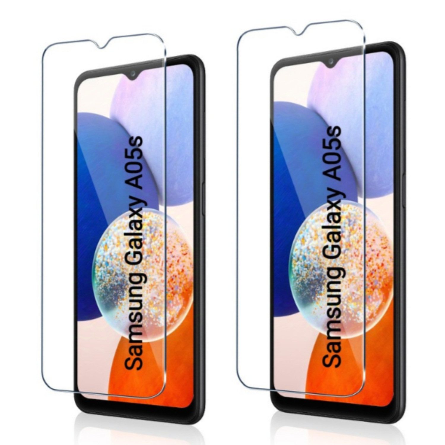 CLM-Tech Displayschutzglas 2x Schutzfolie für Samsung Galaxy A05s - Panzerfolie für Samsung Galaxy A05s, Samsung Galaxy A05s Panzerglas Folie - Anti-Fingerabdruck und kratzfest -, 2 Stück, Unterstützt Fingerabdruck-ID