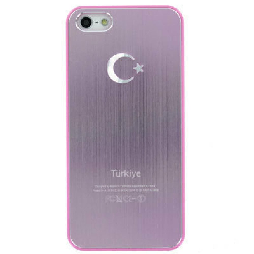 Handytasche Hülle für iPhone 5, 5SE Rosa Handy Tasche Schutz Case Türkeilogo (Oberschale)