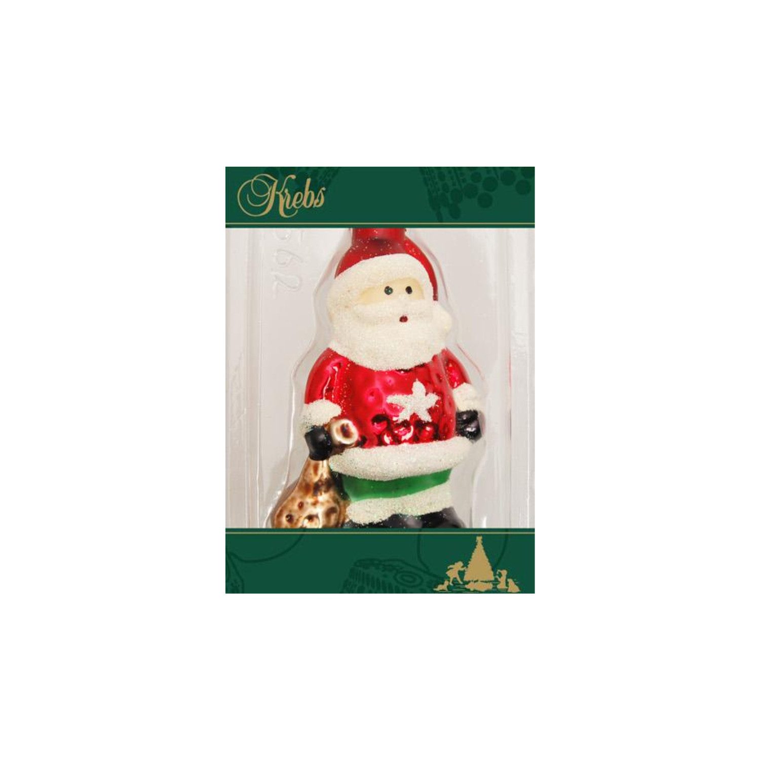 Krebs Glas Lauscha Christbaumschmuck Minifigur aus Glas - Weihnachtsmann Stern - ca. 9,5 cm, Ideal als Geschenk oder als stilvolle Weihnachtsdekoration für sich