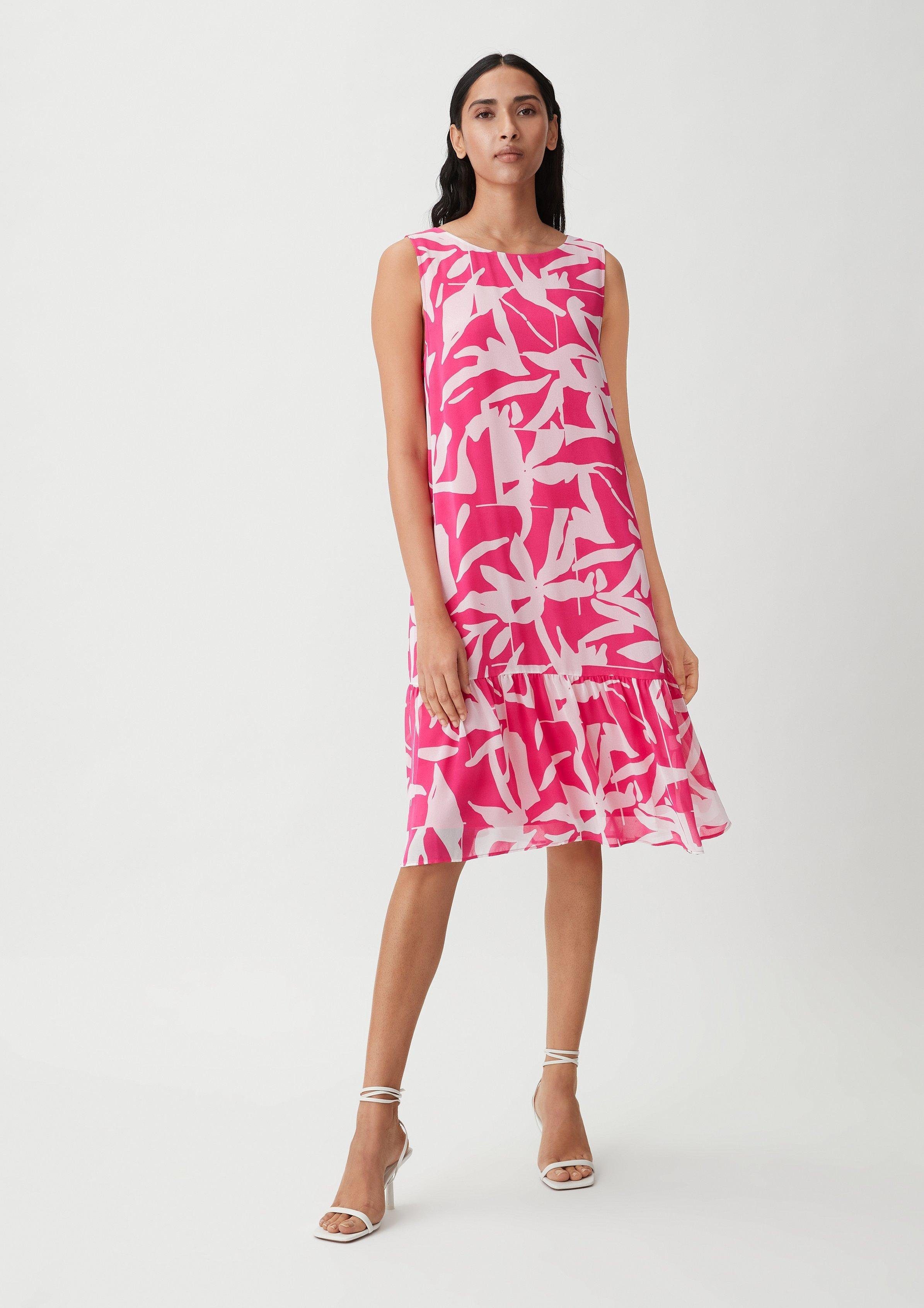 Comma Minikleid Kleid mit Volants Volants pink