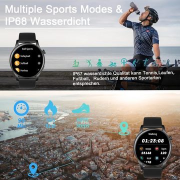Techtrix Smartwatch (1,43 Zoll, Android, iOS), mit Telefonfunktion,21+ Sportmodi Fitnessuhr Pulsmesser, Schlafmonitor