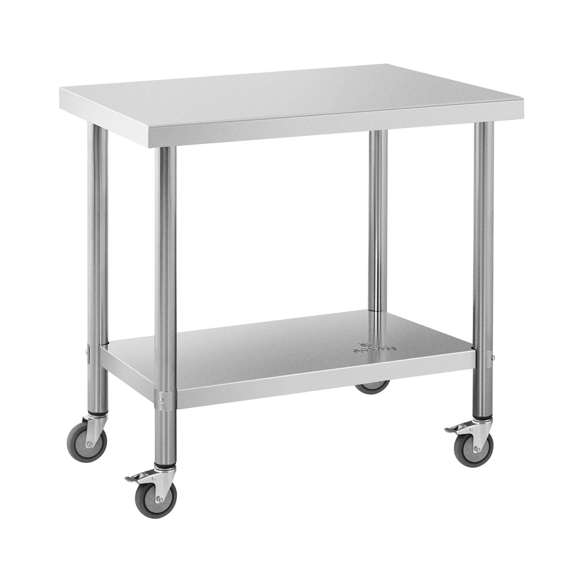 Royal Catering Arbeitstisch 60 x 90 cm Rollbarer Edelstahltisch Gastrotisch Edelstahl 145 kg, verschiedene Größen