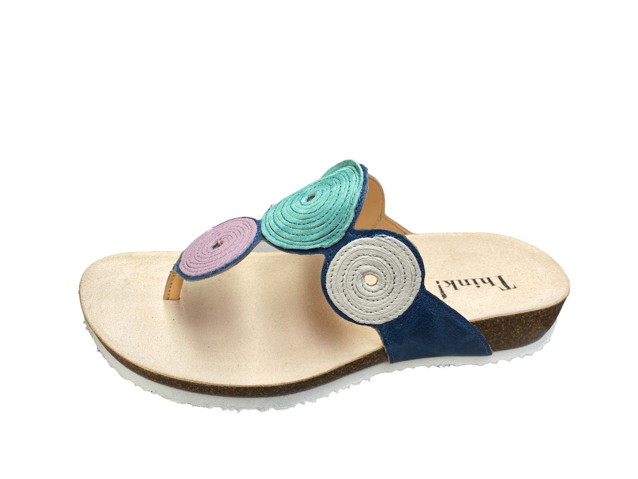 Think! Think! Damen Zehentrenner Pantolette JULIA 3-000372-8010 DENIM/KOMBI Zehentrenner