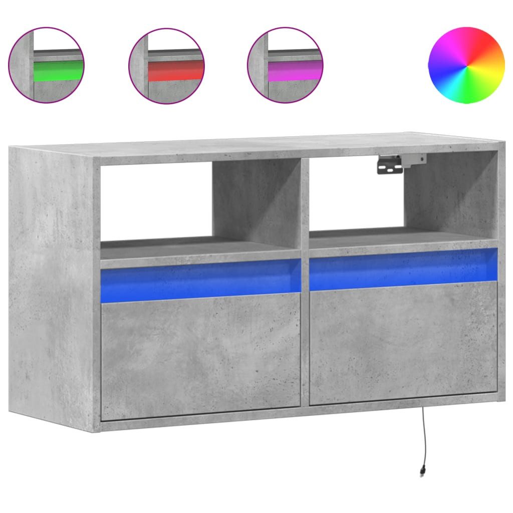 vidaXL TV-Wand TV-Wandschrank mit LED-Beleuchtung Betongrau günstig online kaufen
