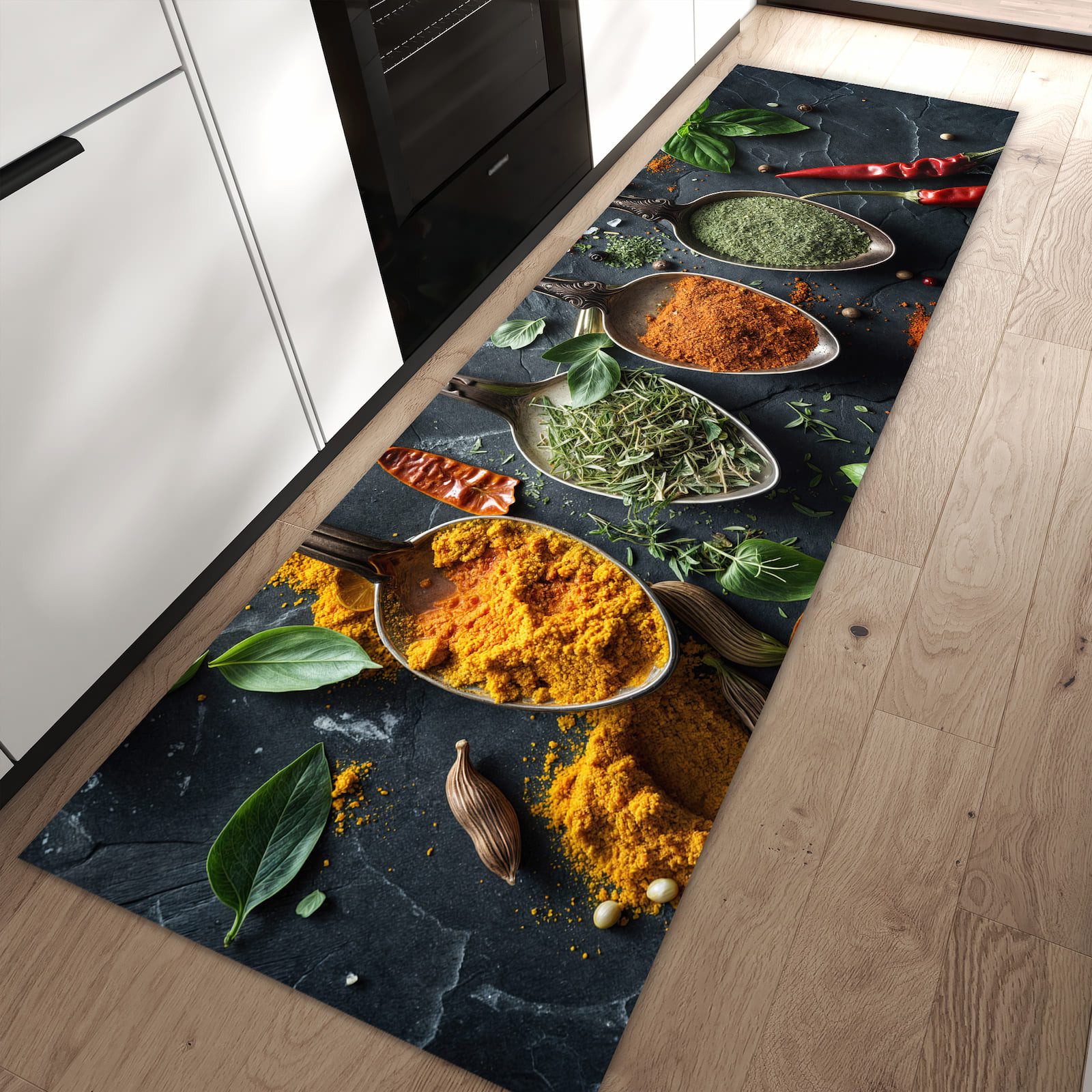 Primedeco Teppich Küchenteppich Kräuter Gewürze PVC rutschfest abwaschbar L günstig online kaufen