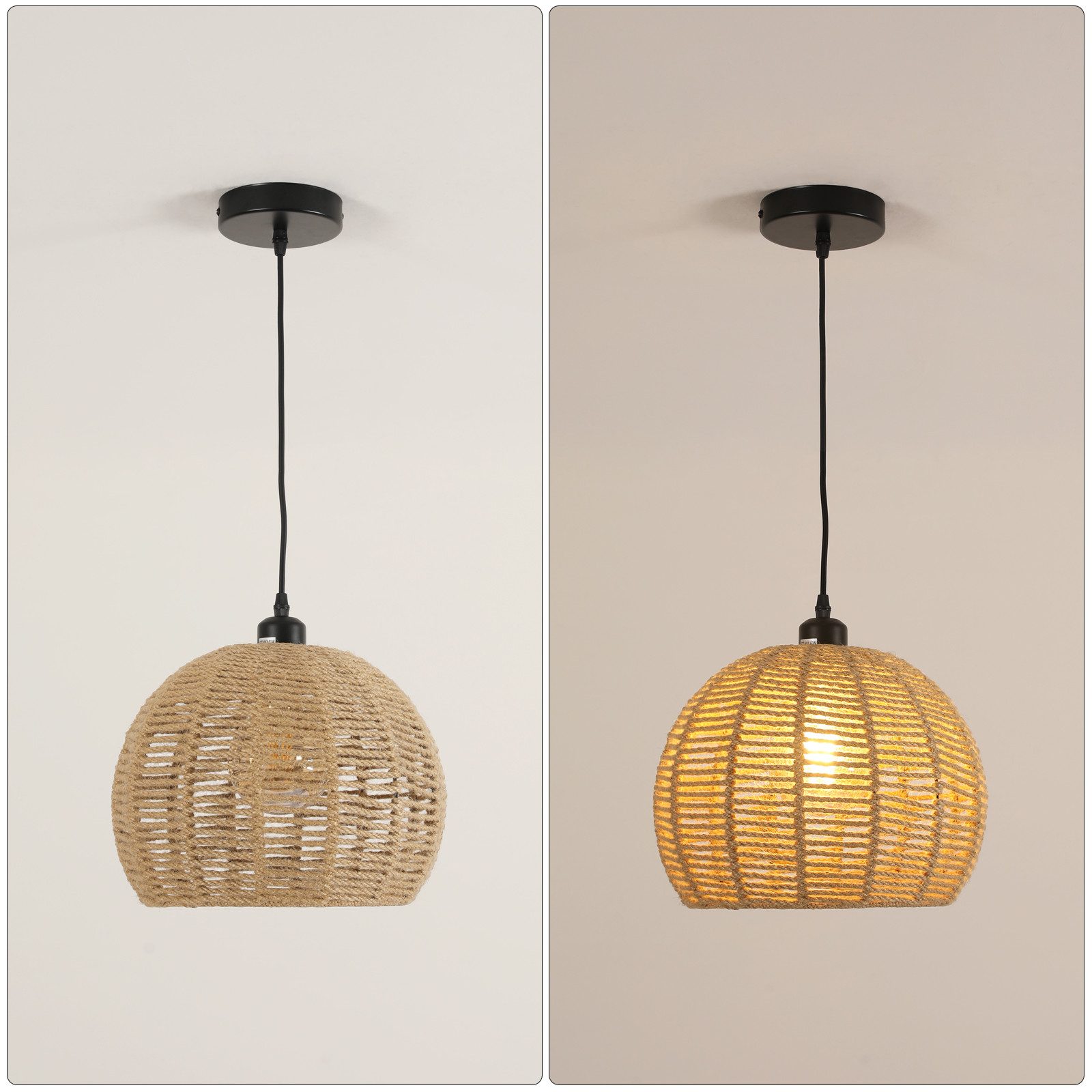 Riserva Hängeleuchte Hängelampe aus Juteseil Ø30cm E27 Pendelleuchte Boho Stil