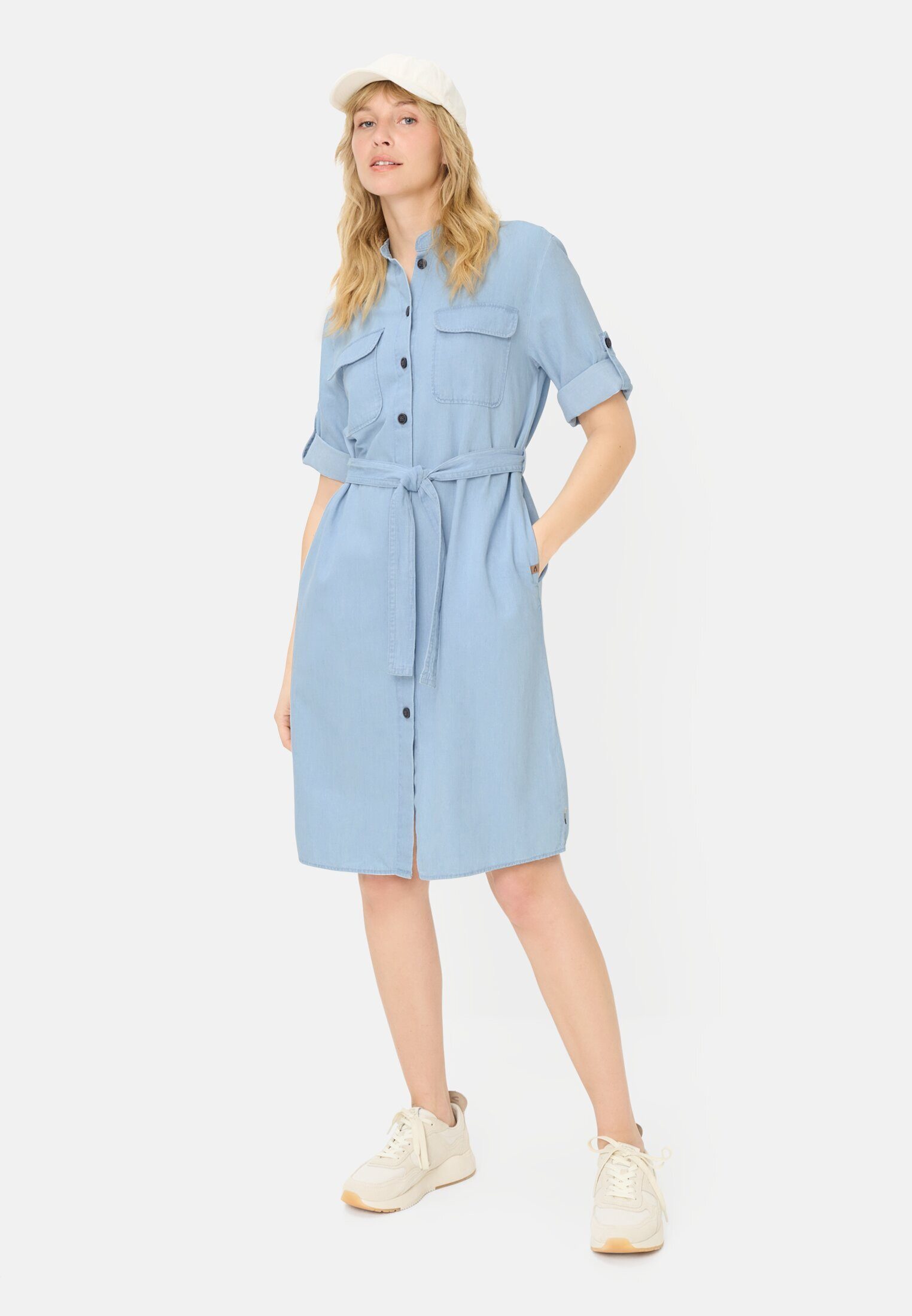 camel active Sommerkleid mit Knopfleiste Dreiviertelarm