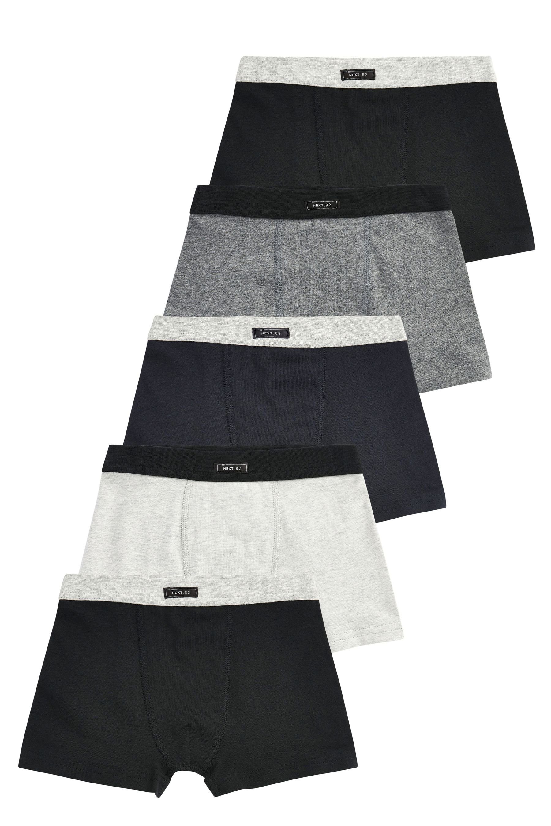 Next Trunk Boxershorts mit weichem Taillenbund, 5er-Pack (5-St) Grey/Navy Blue