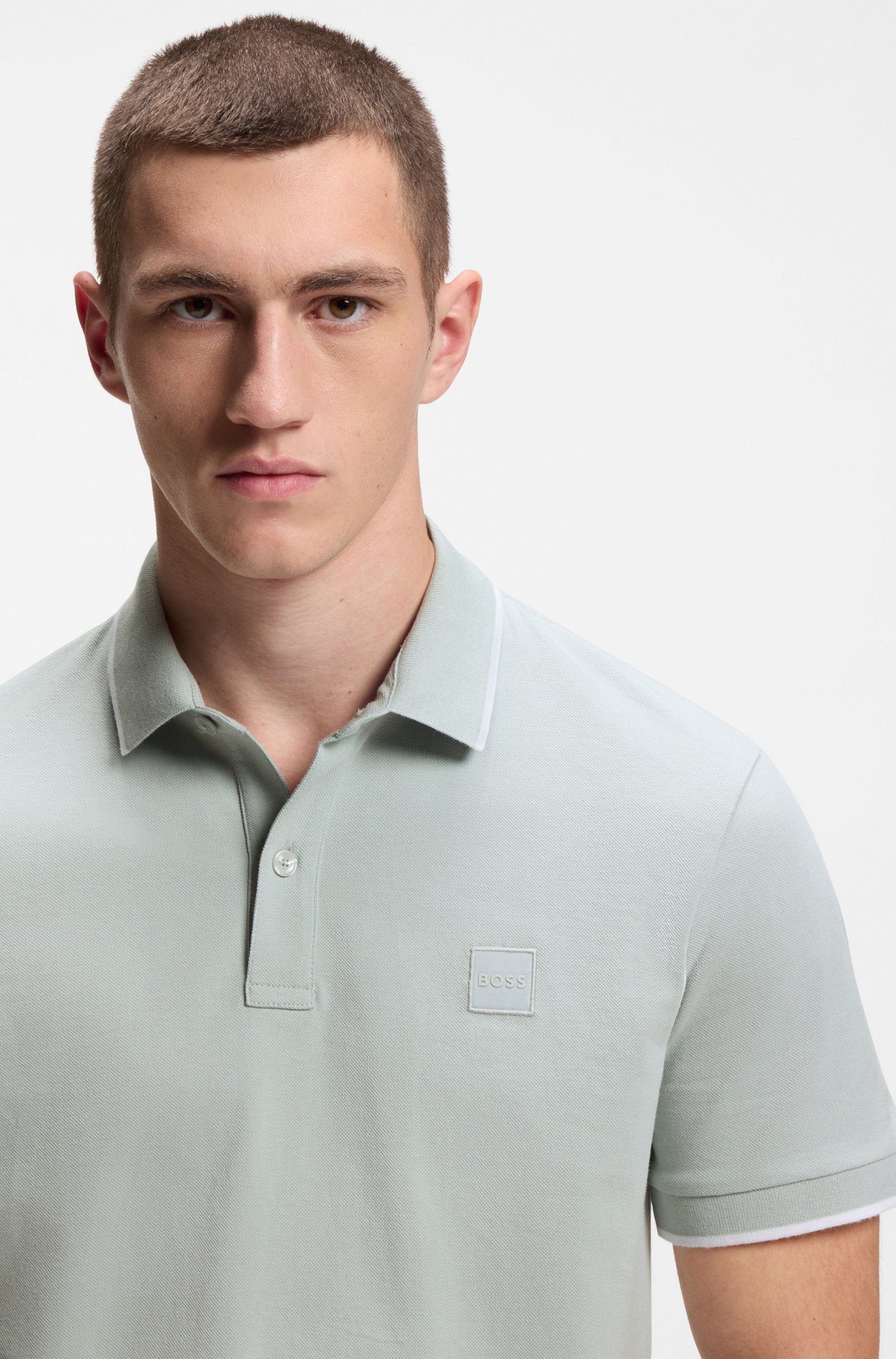 BOSS ORANGE Poloshirt Passertip mit BOSS Logo-Badge