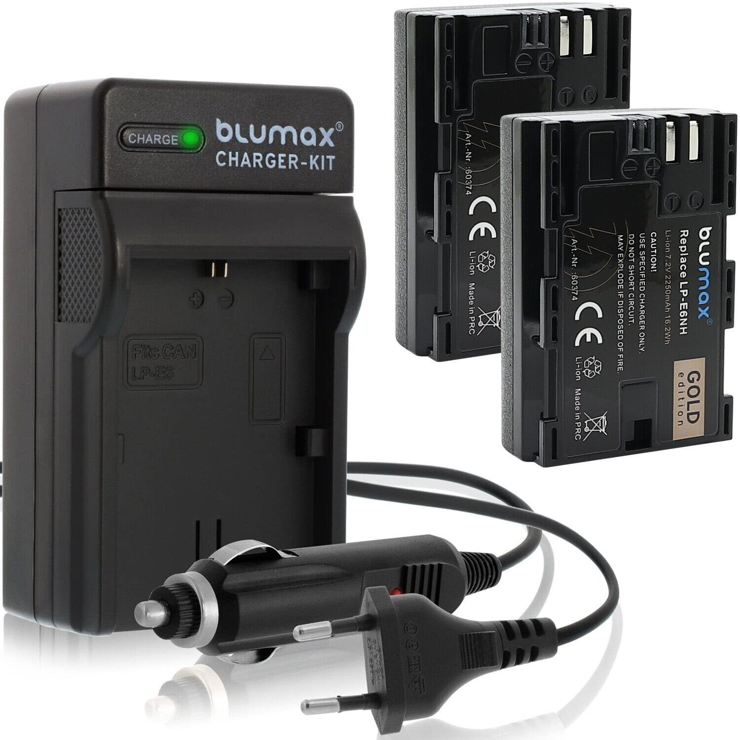Blumax Set mit Lader für Canon LP-E6NH EOS Mark II 2250mAh Kamera-Akku