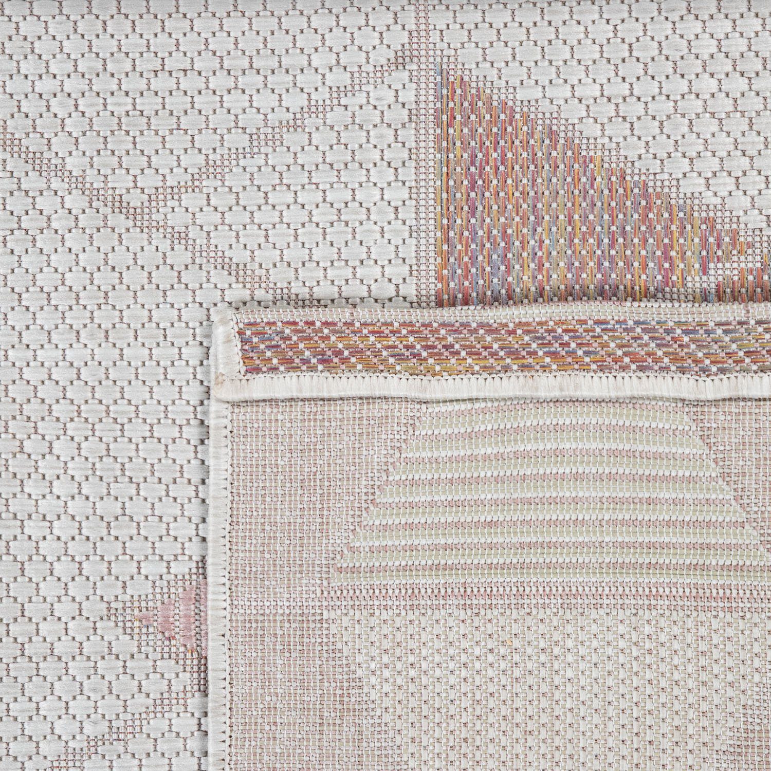 Design, Pastell- Kuba Farben, 130, Home, Outdoor Teppich mm, Paco geeignet modernes Höhe: Flachgewebe, 4 rechteckig,