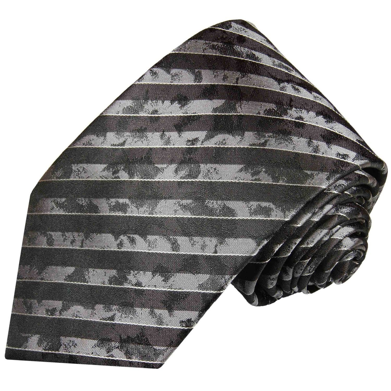 Paul Malone Krawatte Moderne (8cm), braun Herren Seide 396 Breit gestreift 100% Seidenkrawatte