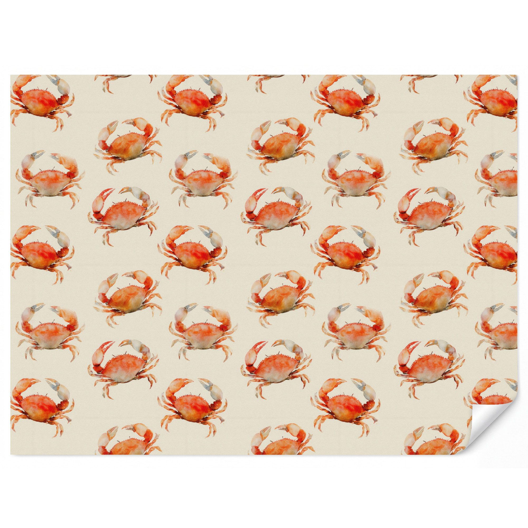 OnlyWow Fototapete Kinderzimmer - Krabben - Muster - Orange, Matt, bedruckt, Wandtapete, Küche, Modern 260x200cm