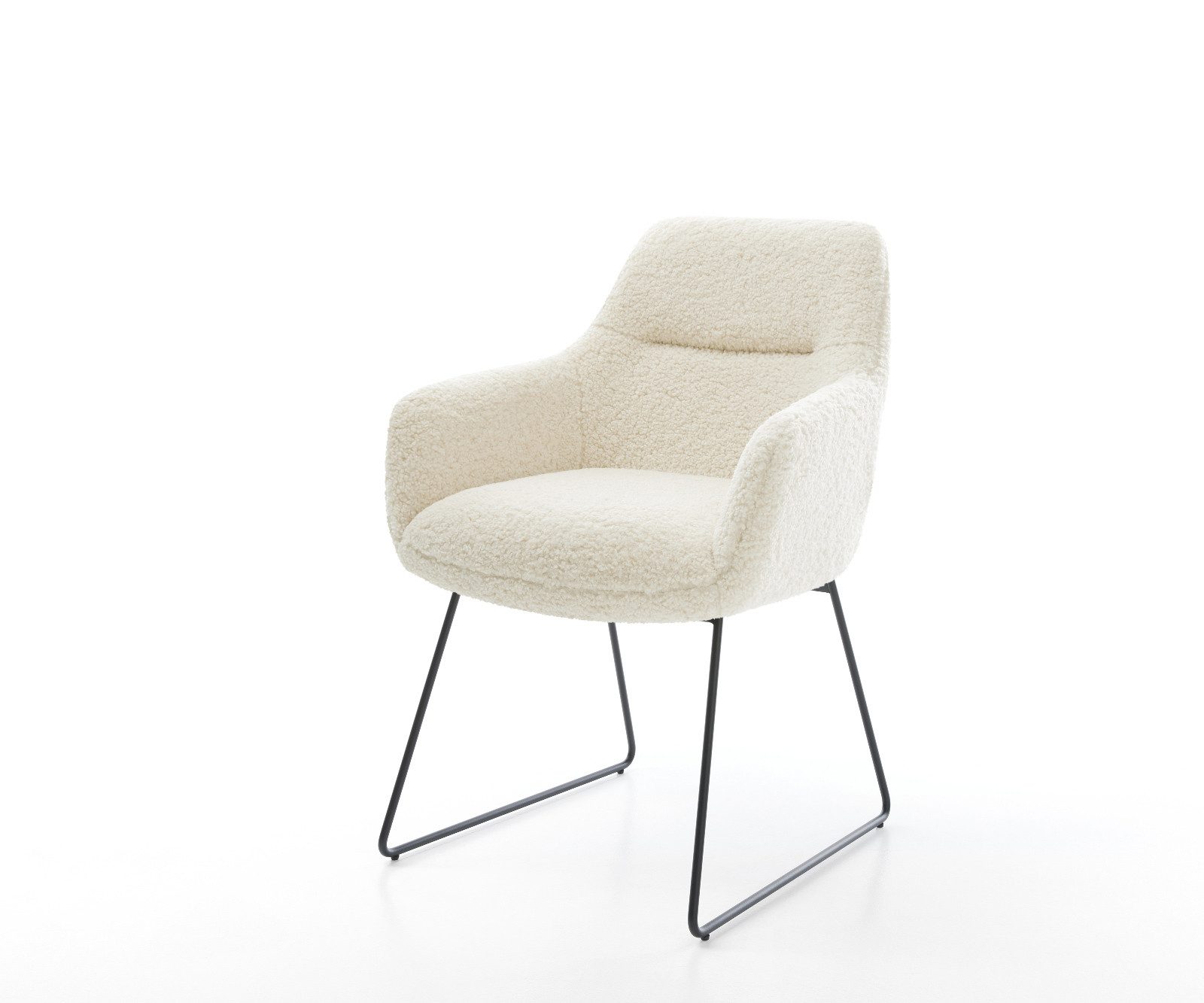 DELIFE Polsterstuhl Pejo-Flex, Kufengestell Schwarz Teddystoff günstig online kaufen