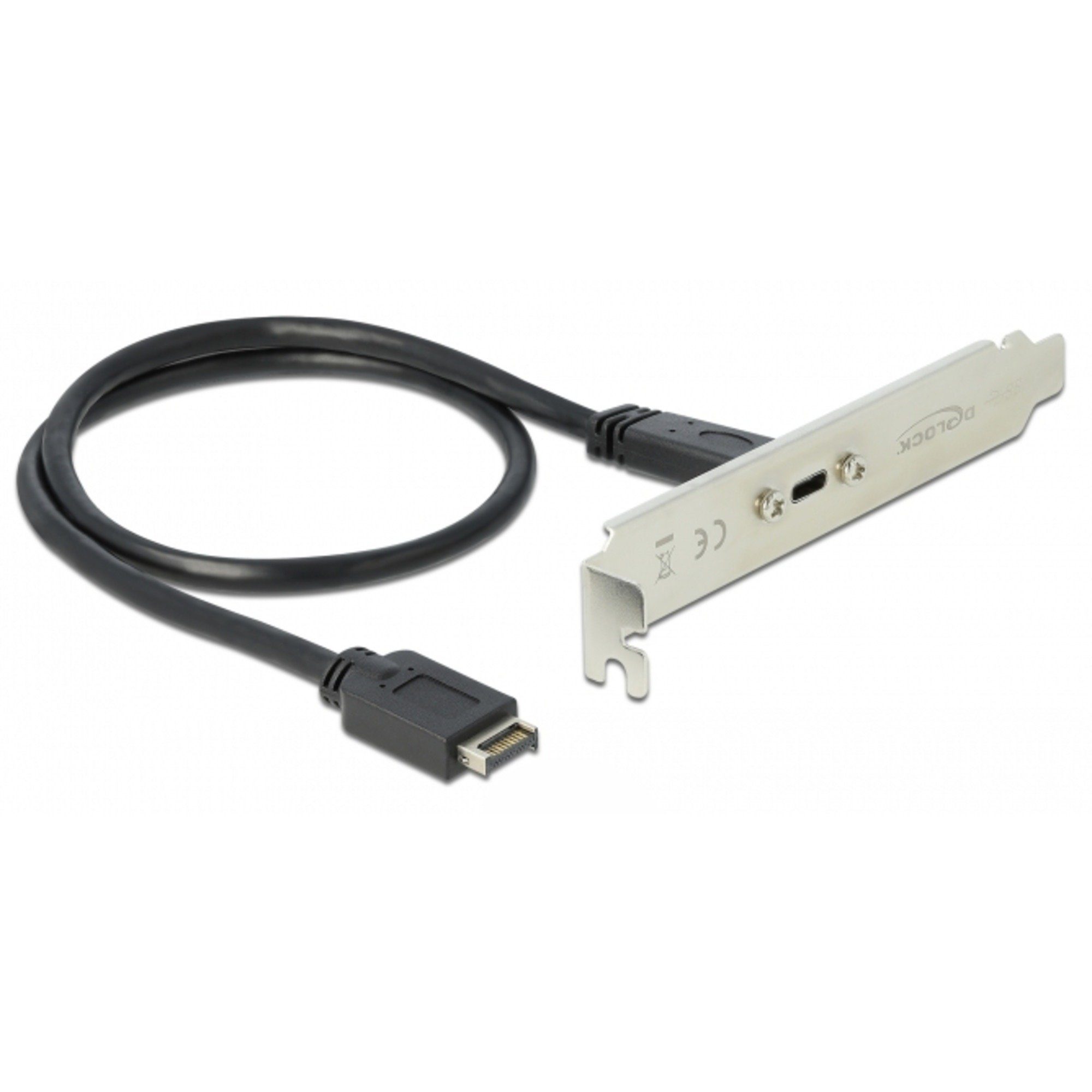 Delock PC-Gehäuse USB 3.2 Gen 2 Slotblech, Key A Stecker > USB-C Buchse