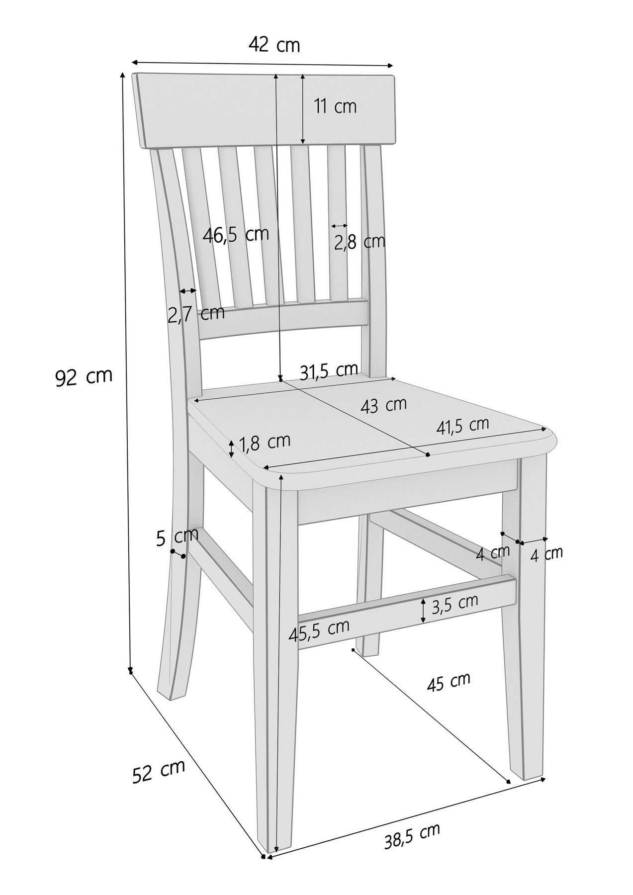 ERST-HOLZ Esszimmerstuhl Klassischer Holzstuhl Küchenstuhl Doppelpack günstig online kaufen