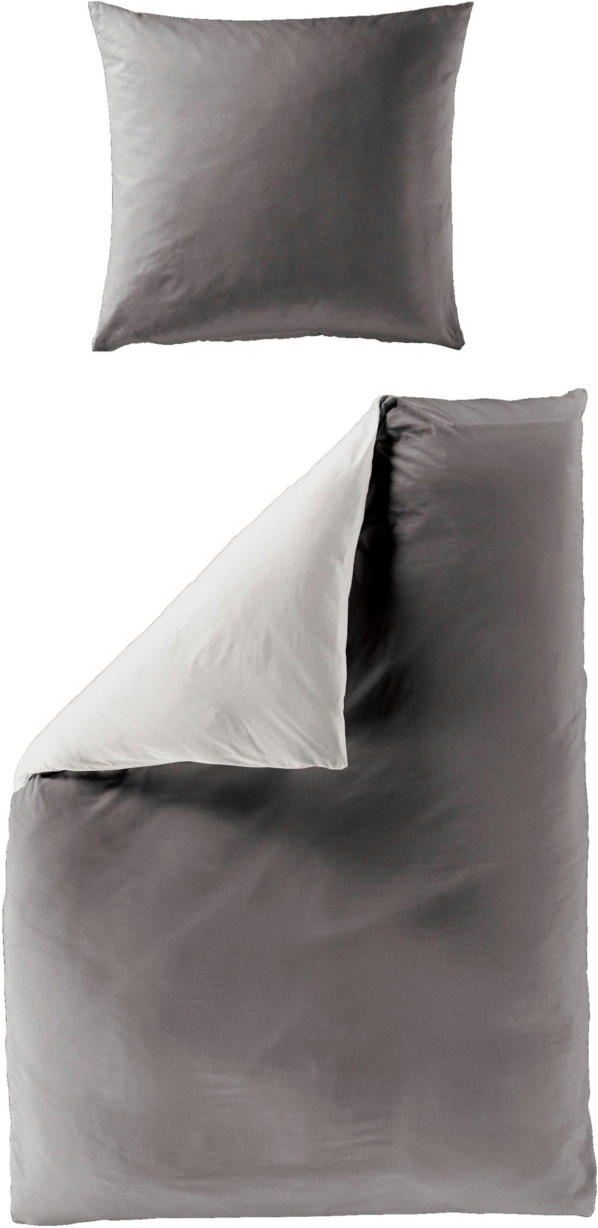 BIERBAUM Wendebettwäsche Modern Uni in Gr. 135x200 oder 155x220 cm, Renforcé, 2 teilig, Modernes Unidesign: Schlichte, elegante Optik für jedes Schlafzimmer