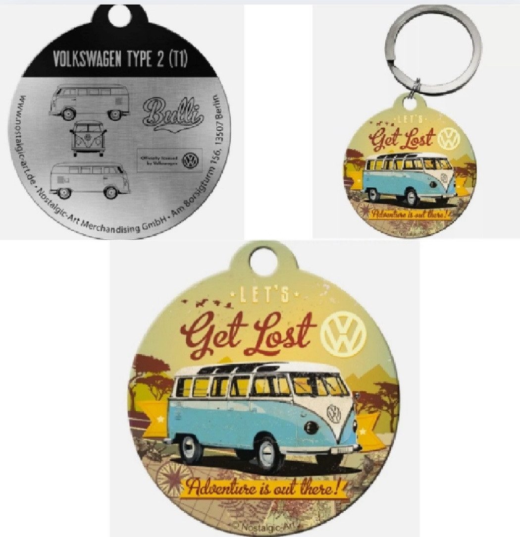Nostalgic-Art Schlüsselanhänger VW - Edelstahl Schlüsselanhänger Ø 4cm - VW Bulli Let's Get Lost (1-tlg)