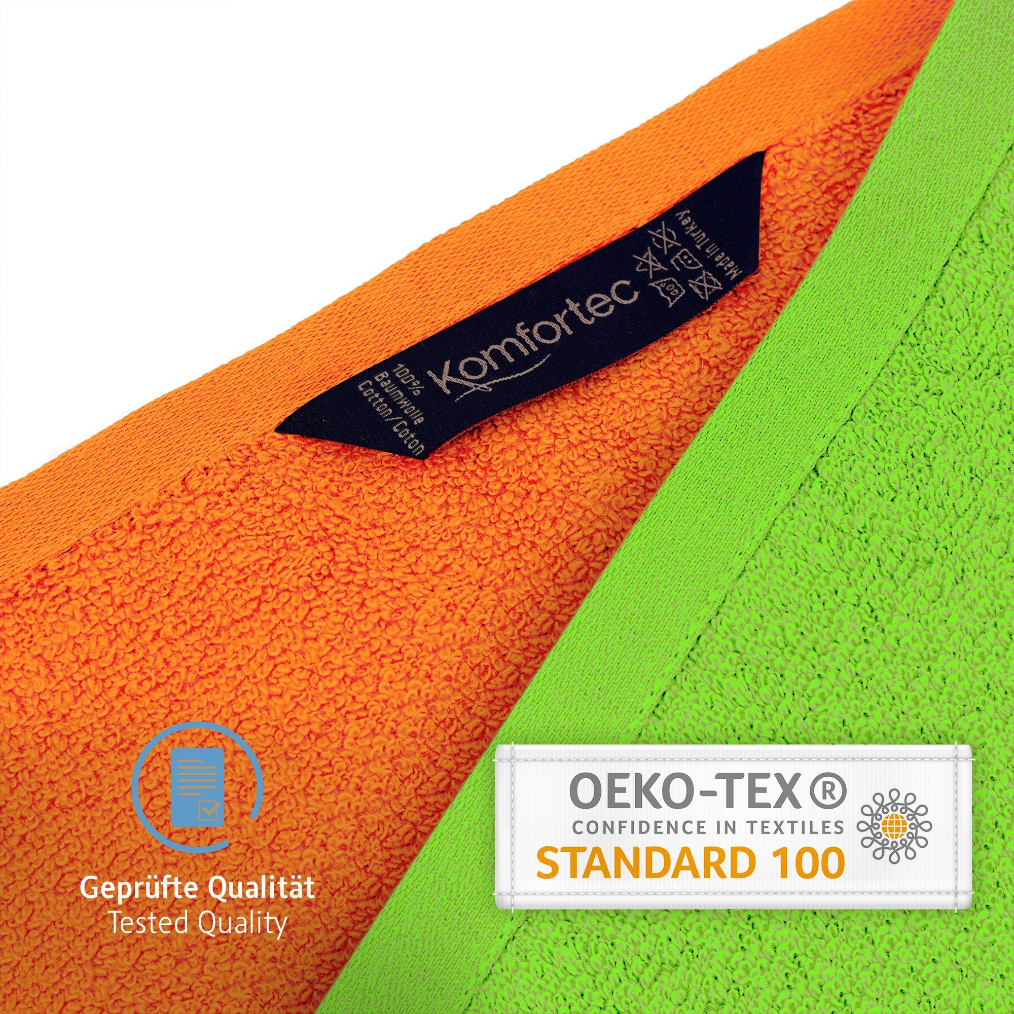 cm Handtücher Set, 50x100 Weich Orange&Pistaziengrün Komfortec 470 Baumwolle, (2-St), g/m², 100% Badetücher Frottee