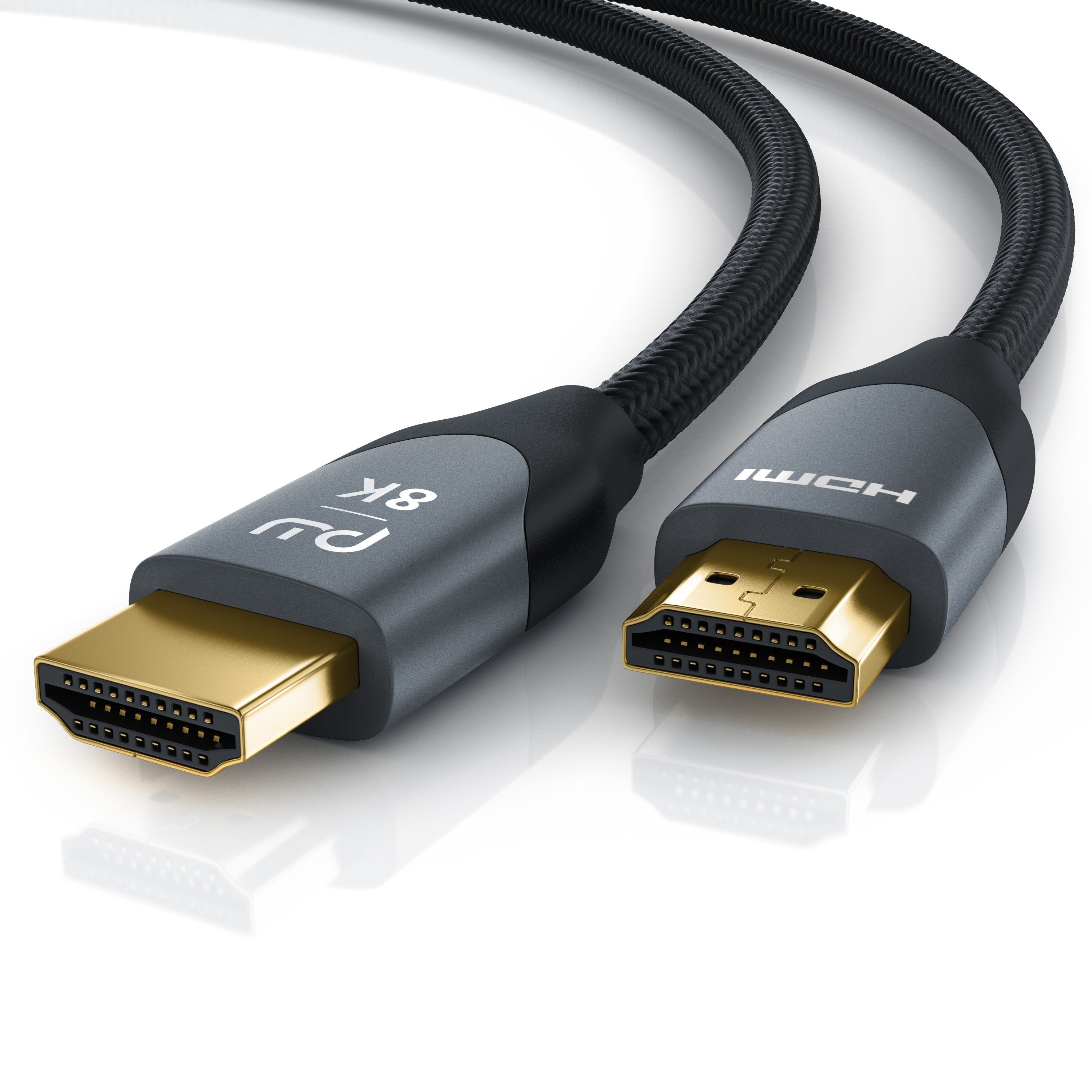 Primewire HDMI-Kabel, HDMI 2.1, HDMI Typ A Stecker auf HDMI Typ A Stecker  (100 cm), 8K, Premium, Nylonummantelung, 7680 x 4320 @ 120 Hz mit DSC - 1m