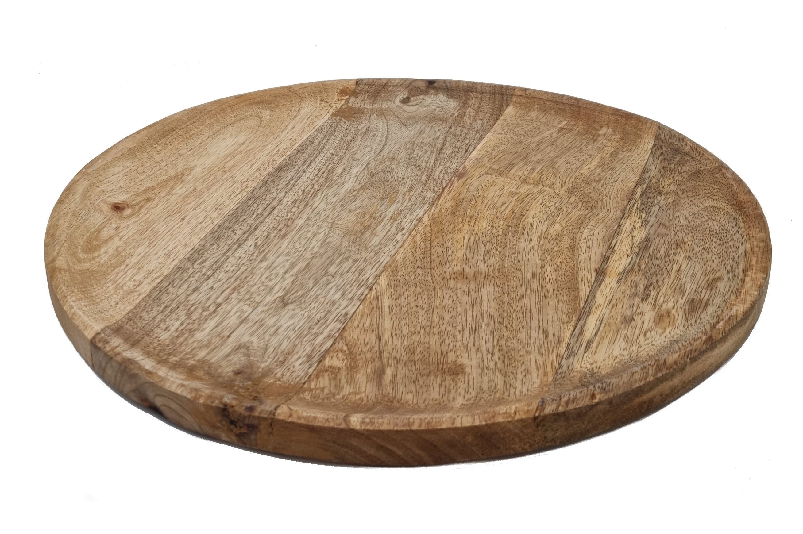 Spetebo Tablett Mango Holz Tablett massiv - Ø 38 cm, Mango Holz, (Stück, 1-tlg., Serviertablett), Deko Teller zum Präsentieren und Dekorieren