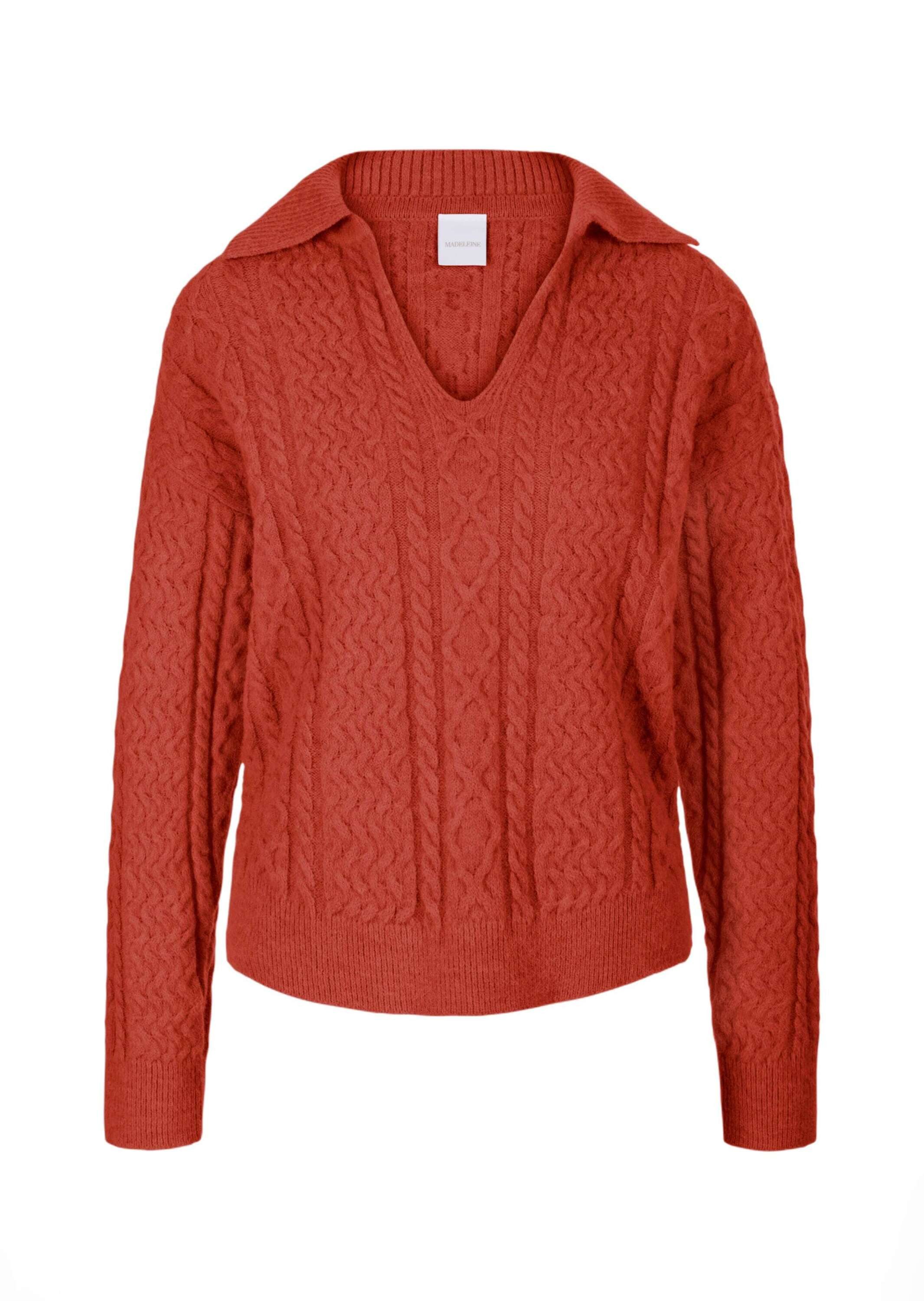 MADELEINE Strickpullover Zopfpullover mit V-Ausschnitt