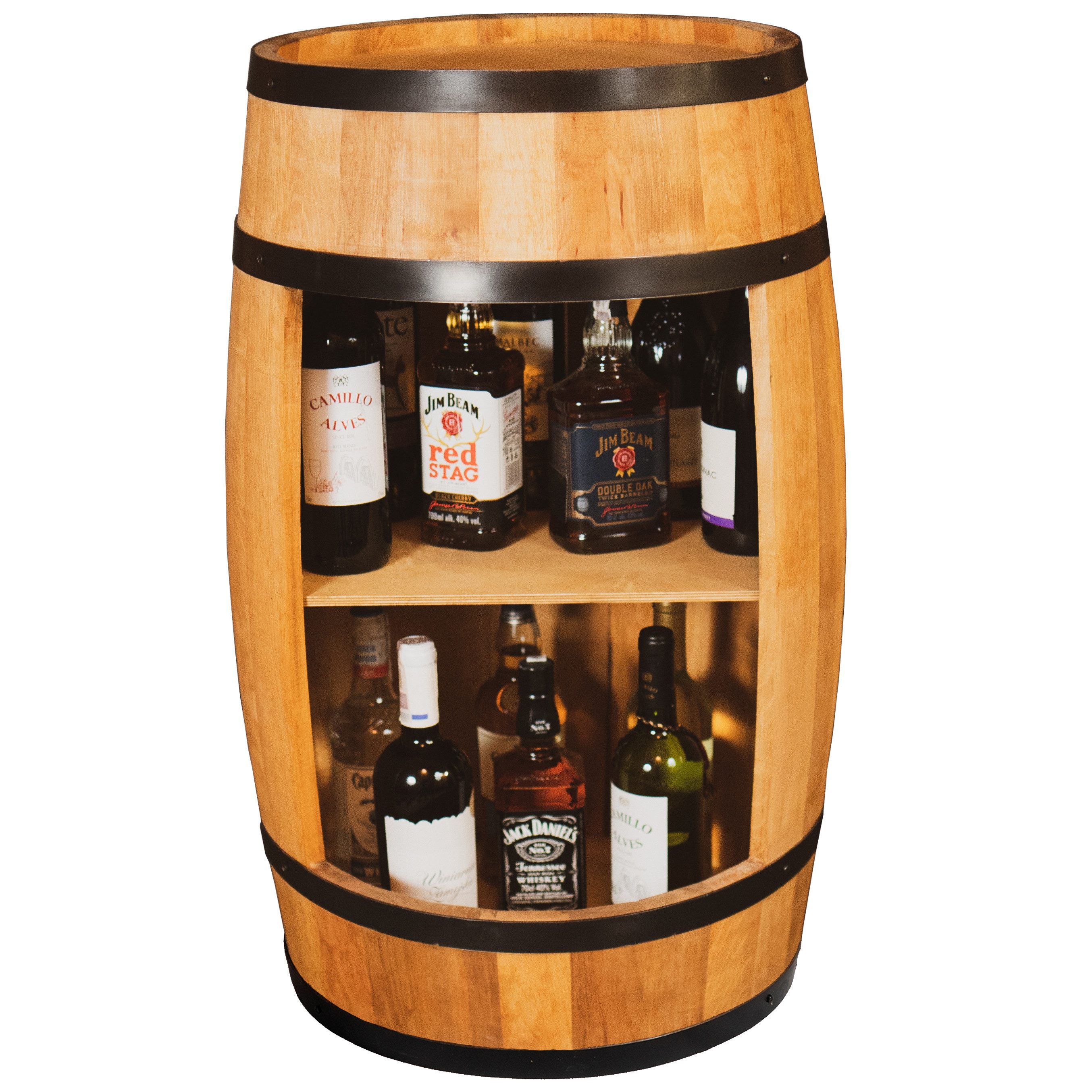 Allzweckkiste Holzfass Eichenoptik Hausbar LED Minibar Weinfass Design 80 cm Vintage (Set) – Bild 5 von 5