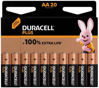 Duracell »20er-Pack Plus AA Mignon Alkaline, 1.5V LR6 MN1500« Batterie, (1,5 V, 20 St)