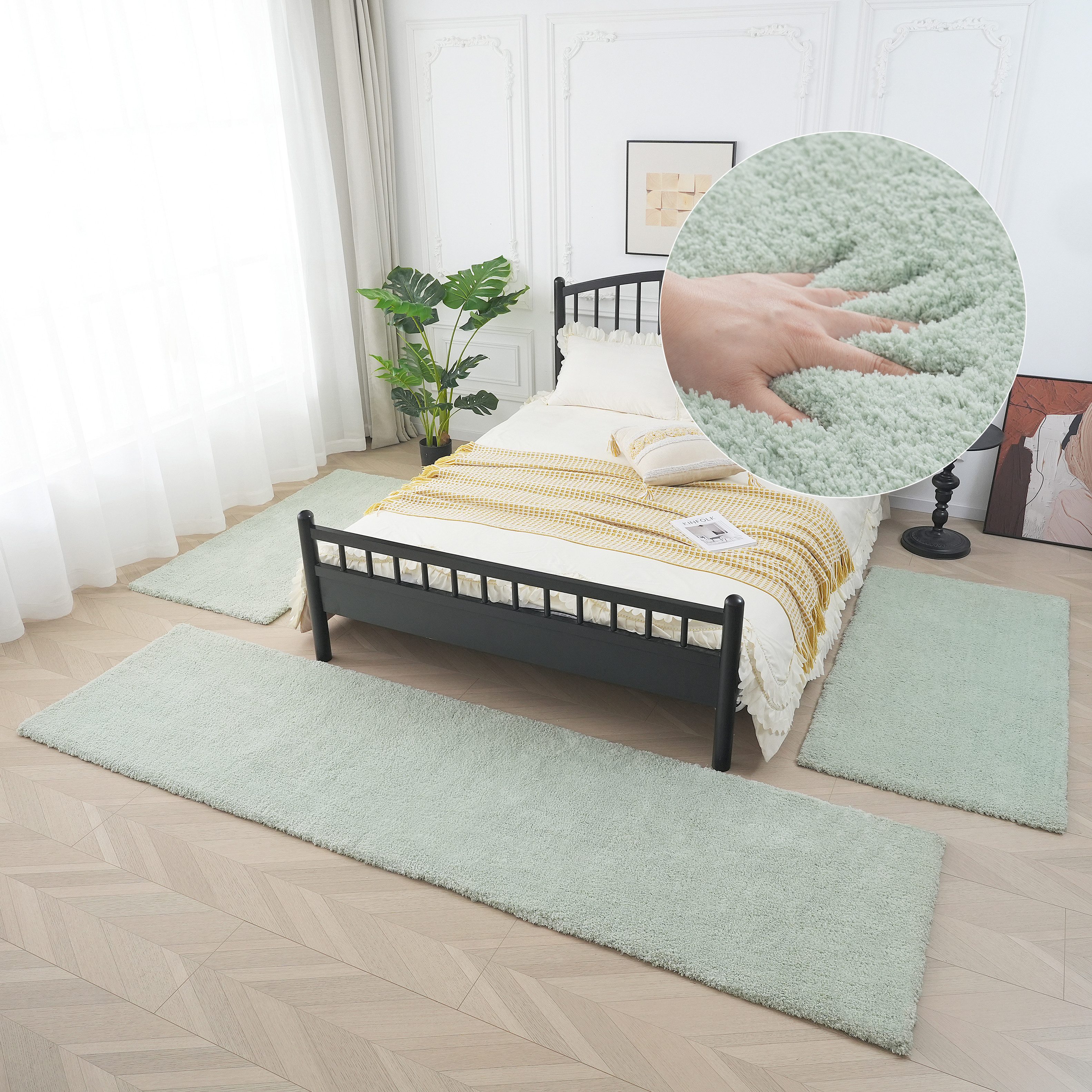 my home Hochflor-Bettumrandung Microfaser Teppich Magong, günstig online kaufen