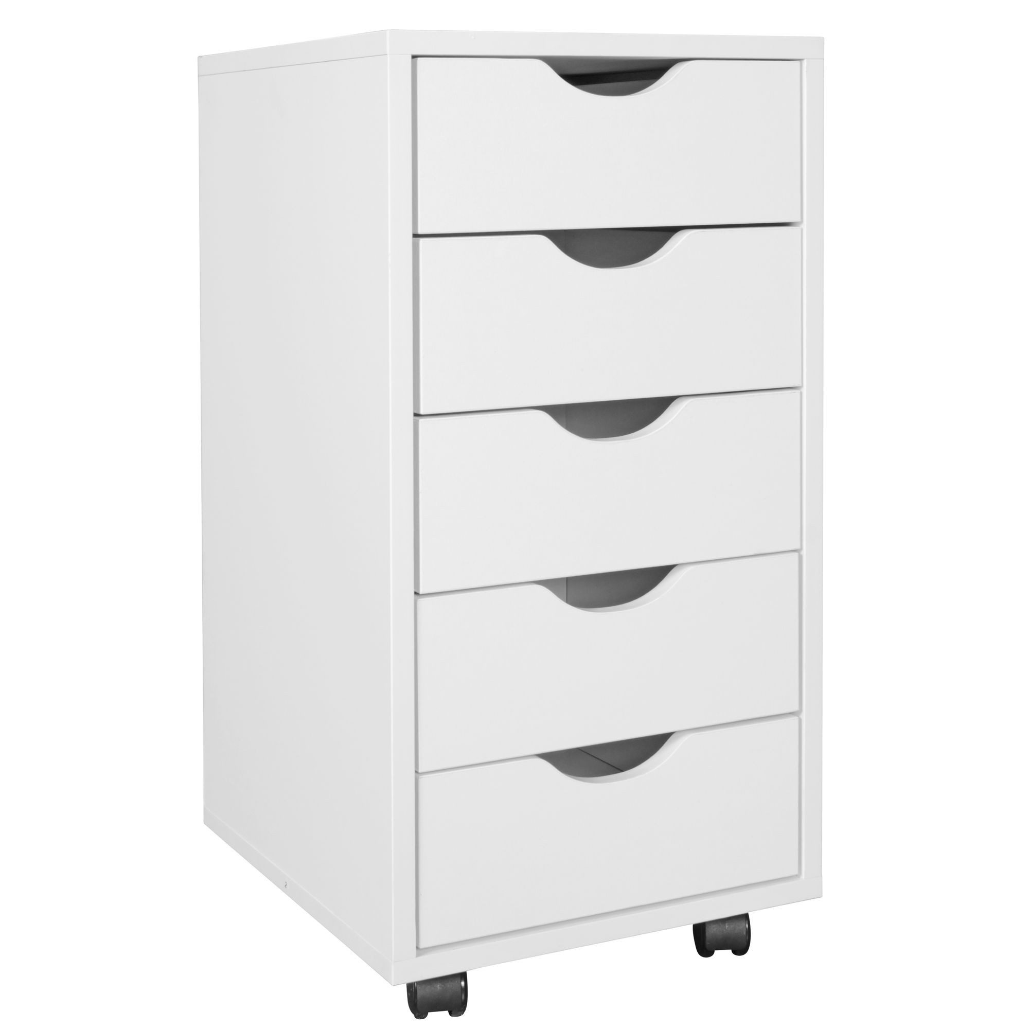 Wohnling Rollcontainer Bürocontainer Weiß Büro Schubladencontainer Büroschrank Rollen WL7.773, (Praktischer Bürocontainer, Ordnung am Arbeitsplatz), Mobil dank Rollen – ideal für Büro & Homeoffice