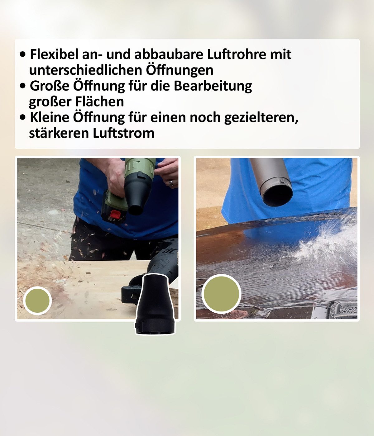Genius Akku-Laubbläser Starlyf Power Blower Laubgebläse, Akku, Luftstrom bis zu 120 km/h, (7-tlg), extra kompakter & leichter Hochleistungs-Akku-Laubbläser – Bild 4 von 5