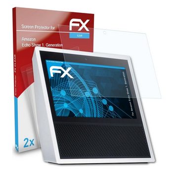 atFoliX Schutzfolie Displayschutz für Amazon Echo Show 1. Generation, (2 Folien), Ultraklar und hartbeschichtet